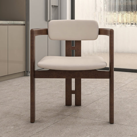 Velo Series Dining Chair with Upholstered Leather and Rubberwood Legs