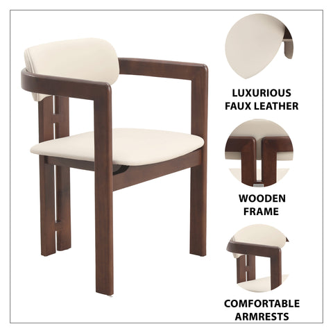 Velo Series Dining Chair with Upholstered Leather and Rubberwood Legs