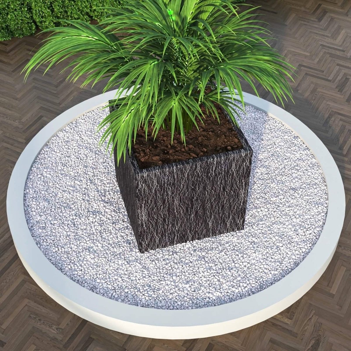 Verdura Modern Square Fiberstone and Clay Planter with Drainage Holes in Dotted Black