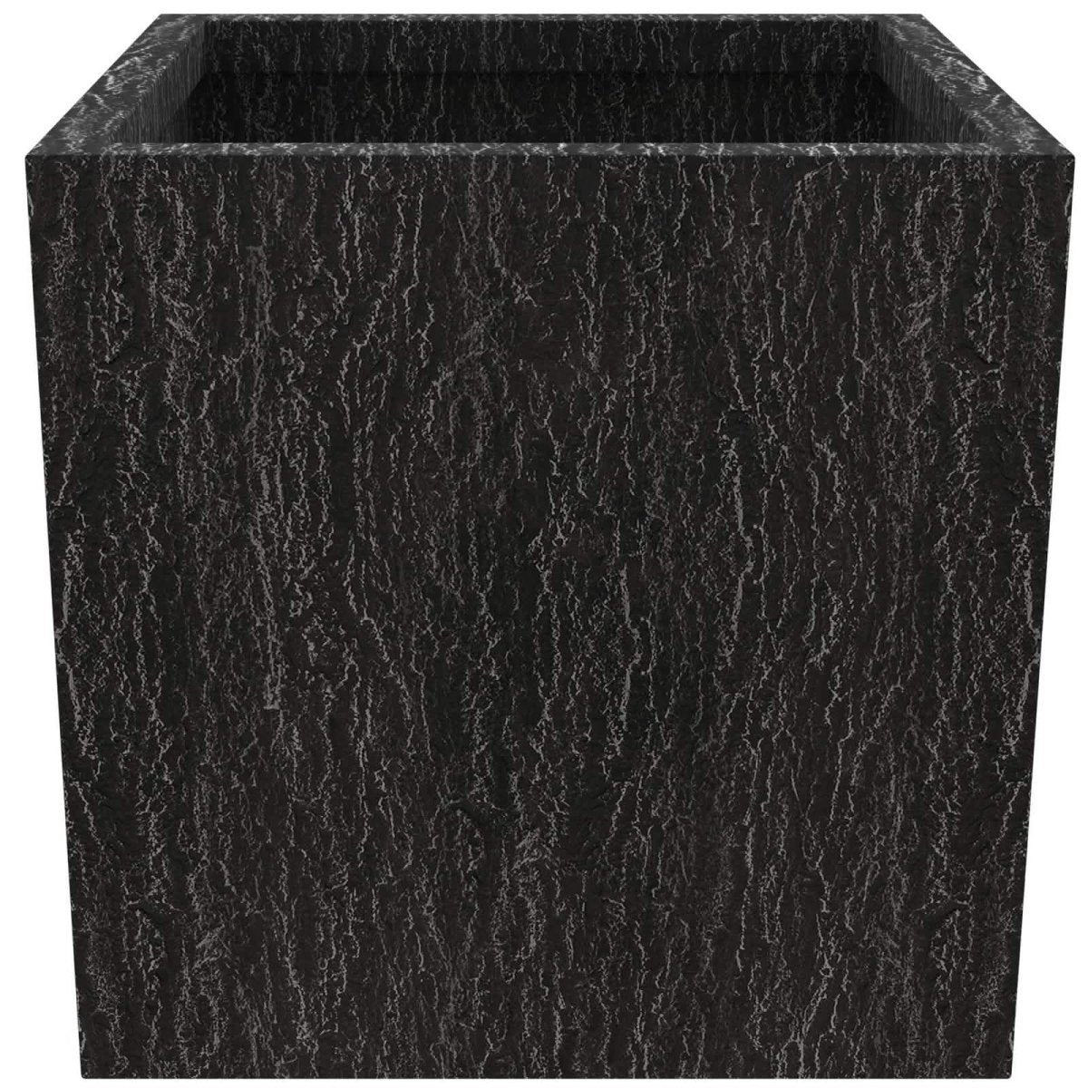 Verdura Modern Square Fiberstone and Clay Planter with Drainage Holes in Dotted Black