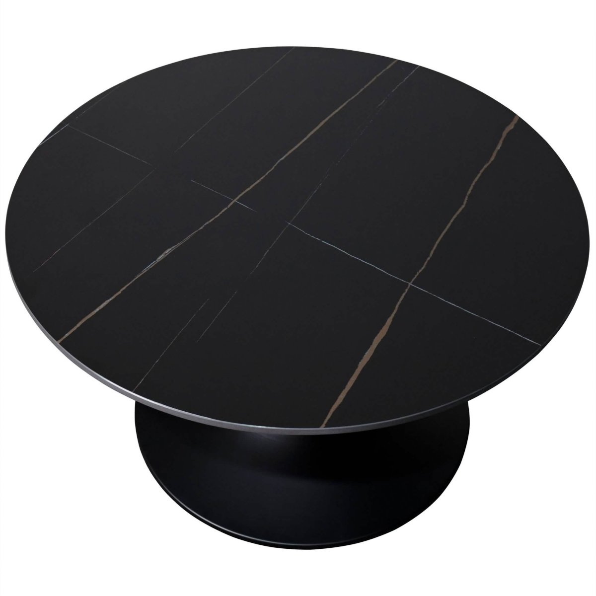 Verve 24” Round Coffee Table with Sintered Stone Top and Stainless Steel Base