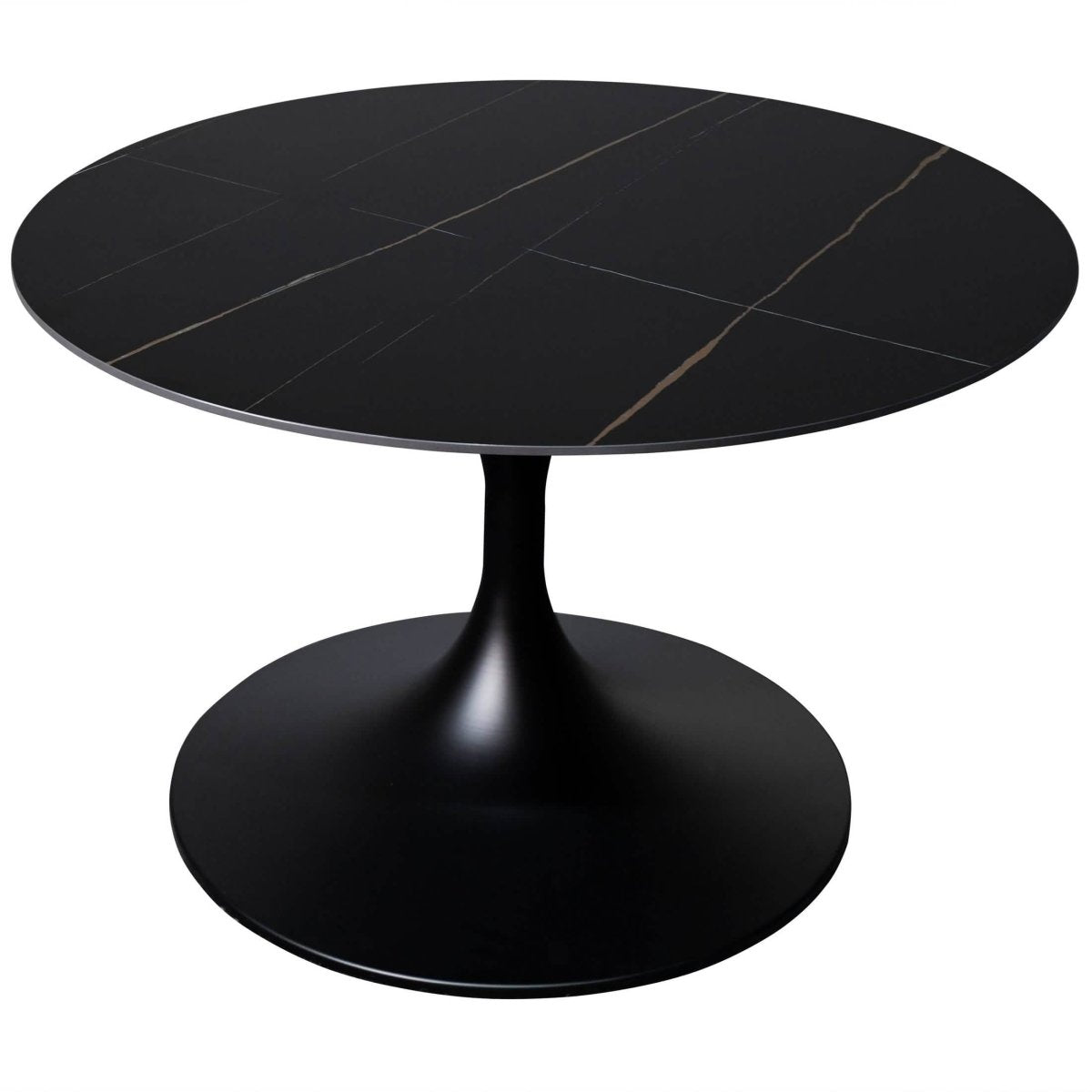 Verve 24” Round Coffee Table with Sintered Stone Top and Stainless Steel Base