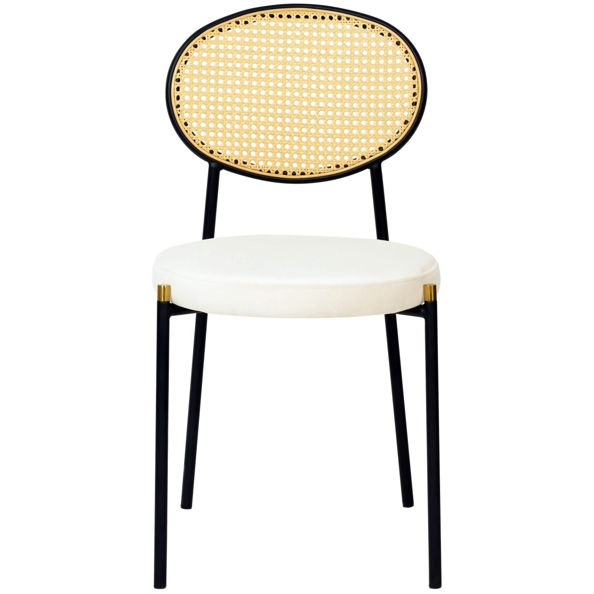 Verve 5 - Piece Dining Set with 36" Round Dining Table Black MDF Top and Gold Base with 4 Velvet Dining Chairs in Black Steel Legs