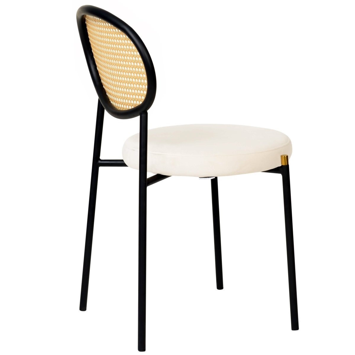 Verve 5 - Piece Dining Set with 36" Round Dining Table Black MDF Top and Gold Base with 4 Velvet Dining Chairs in Black Steel Legs