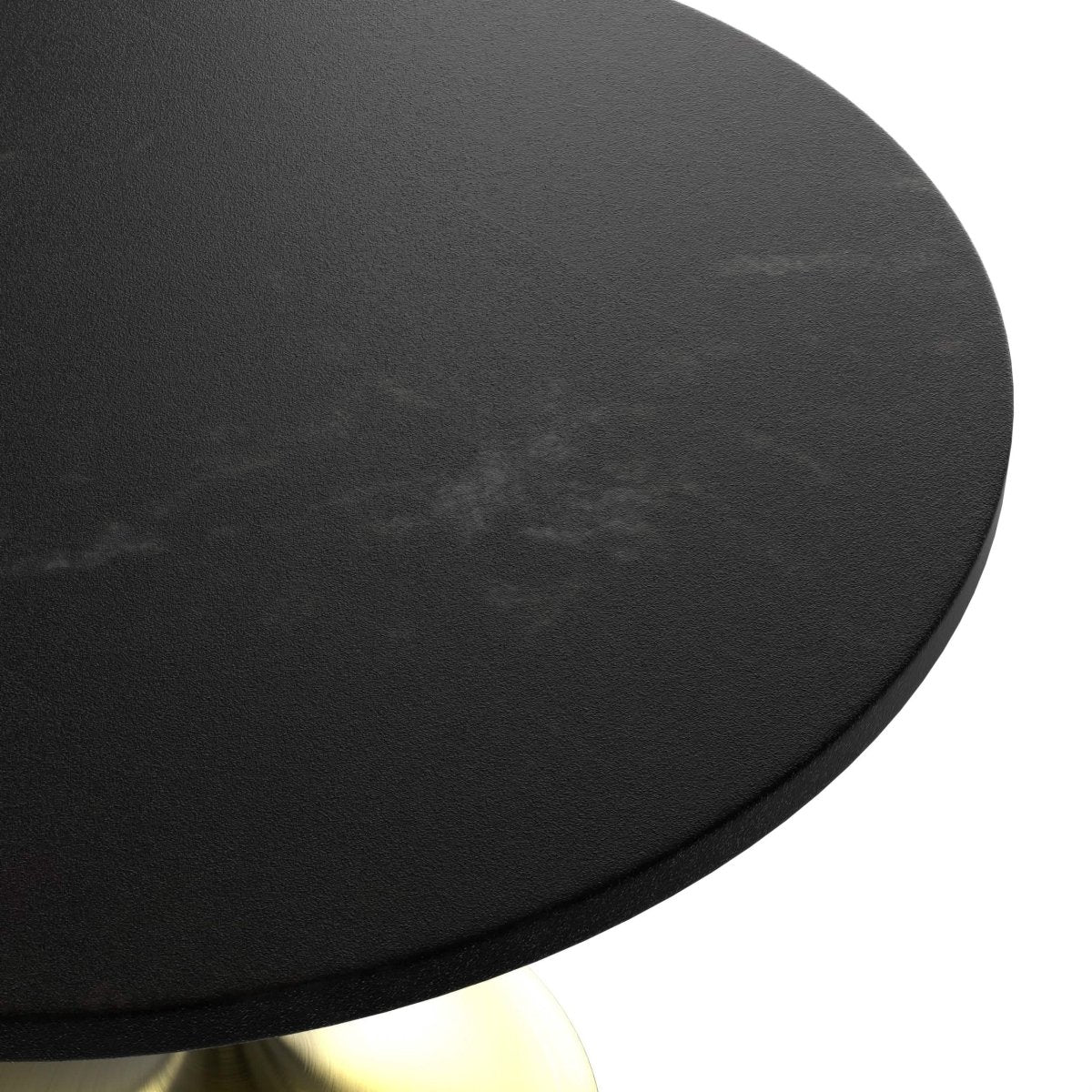 Verve 5 - Piece Dining Set with 36" Round Dining Table Black MDF Top and Gold Base with 4 Velvet Dining Chairs in Black Steel Legs