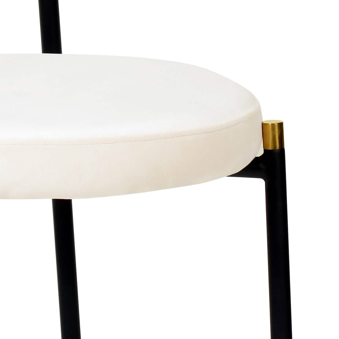 Verve 5 - Piece Dining Set with 36" Round Dining Table Black MDF Top and Gold Base with 4 Velvet Dining Chairs in Black Steel Legs
