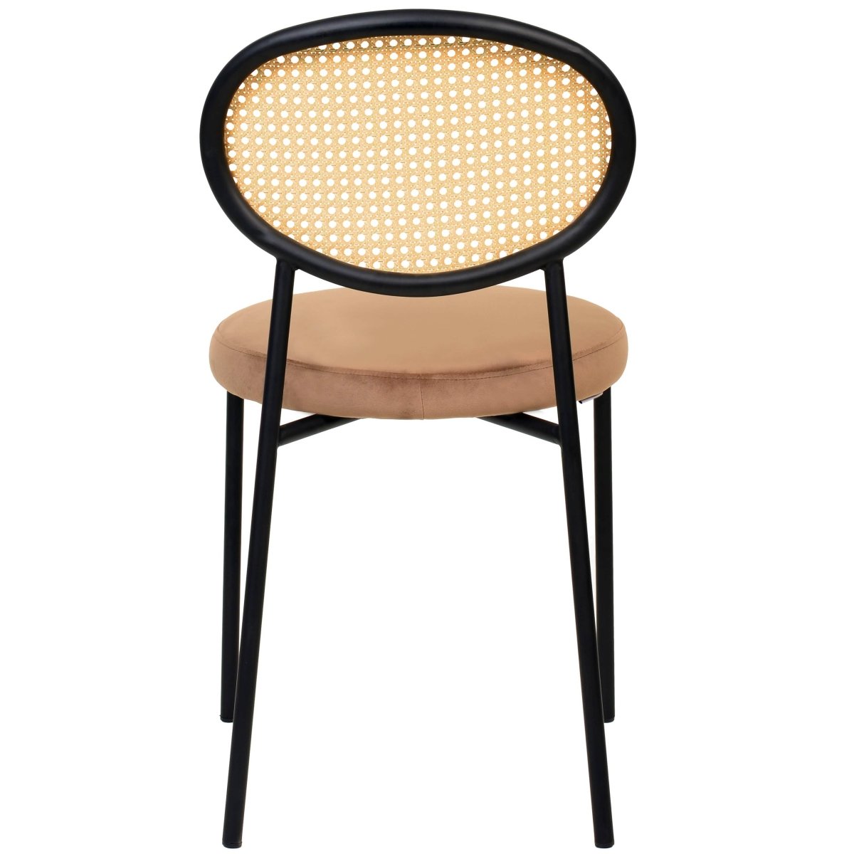 Verve 5 - Piece Dining Set with 36" Round Dining Table Black MDF Top and Gold Base with 4 Velvet Dining Chairs in Black Steel Legs