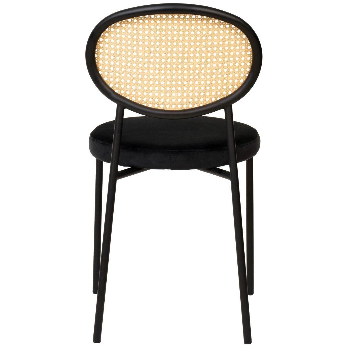 Verve 5 - Piece Dining Set with 36" Round Dining Table Black MDF Top and Gold Base with 4 Velvet Dining Chairs in Black Steel Legs