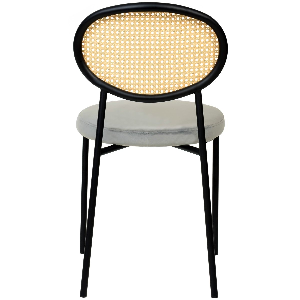 Verve 5 - Piece Dining Set with 36" Round Dining Table Black MDF Top and Gold Base with 4 Velvet Dining Chairs in Black Steel Legs