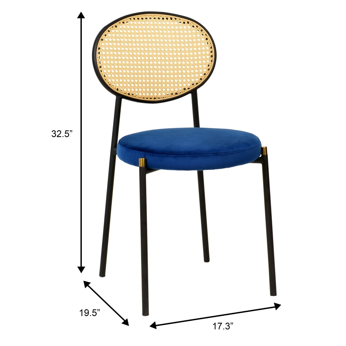 Verve 5 - Piece Dining Set with 36" Round Dining Table Black MDF Top and Gold Base with 4 Velvet Dining Chairs in Black Steel Legs