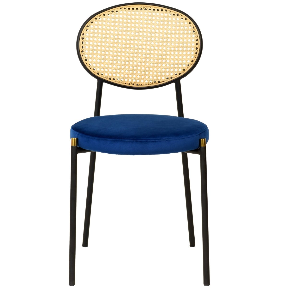 Verve 5 - Piece Dining Set with 36" Round Dining Table Black MDF Top and Gold Base with 4 Velvet Dining Chairs in Black Steel Legs