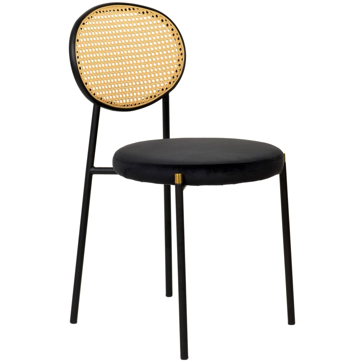 Verve 5 - Piece Dining Set with 36" Round Dining Table Black Sintered Stone Top and Black Pedestal with 4 Velvet Dining Chairs