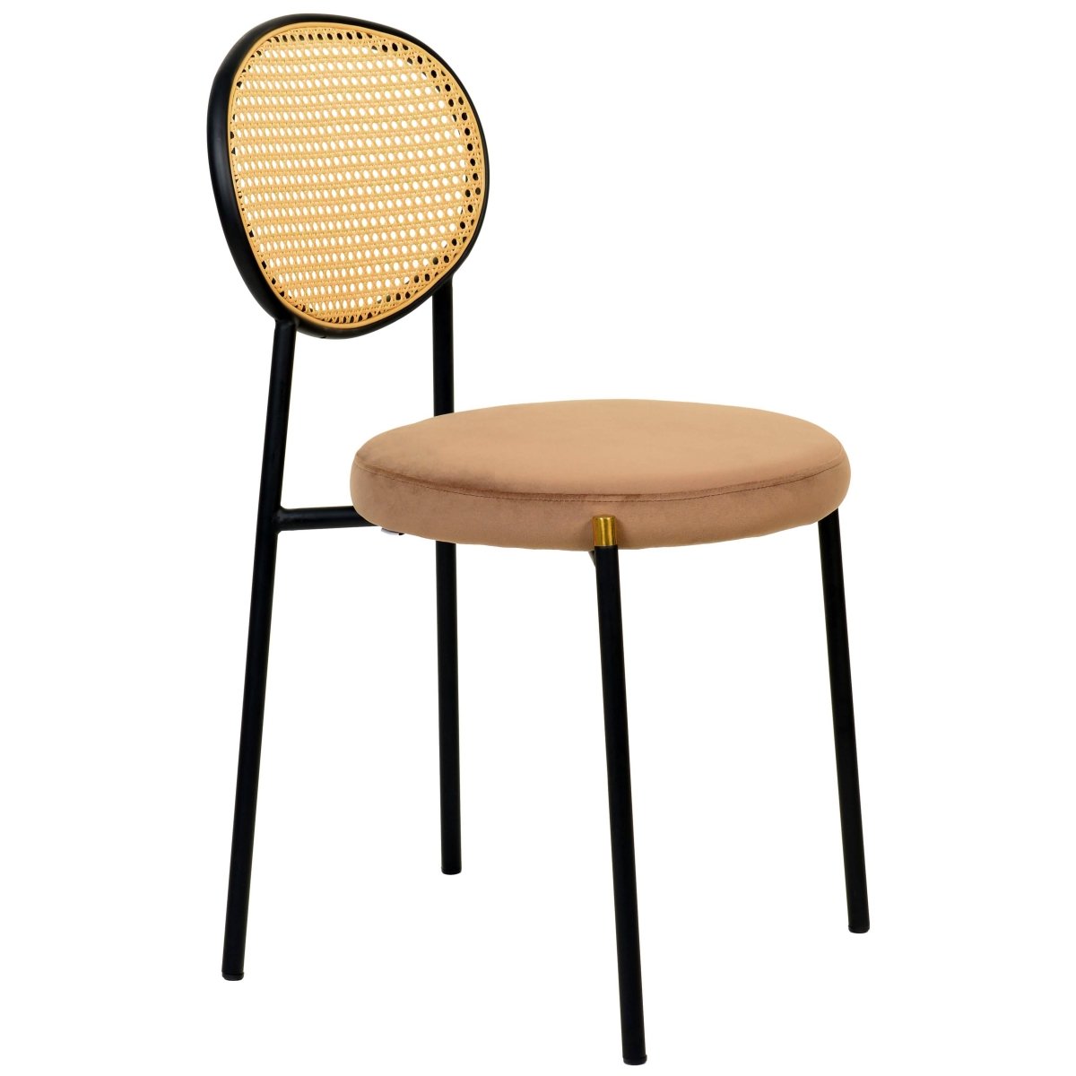 Verve 5 - Piece Dining Set with 36" Round Dining Table Black Sintered Stone Top and Black Pedestal with 4 Velvet Dining Chairs