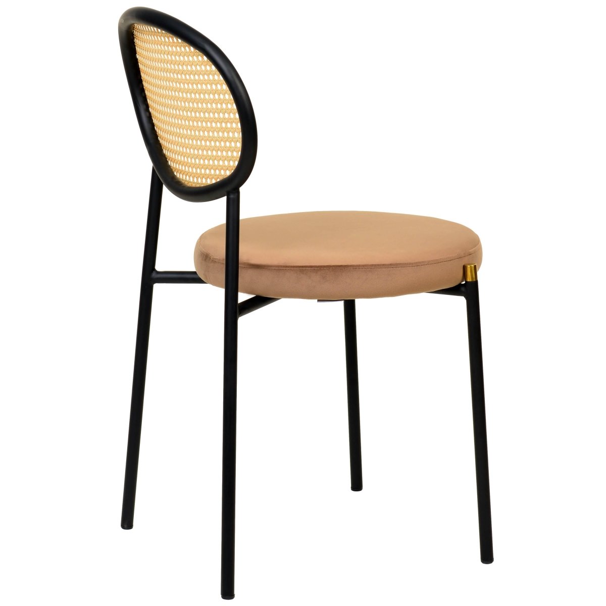 Verve 5 - Piece Dining Set with 36" Round Dining Table Black Sintered Stone Top and Black Pedestal with 4 Velvet Dining Chairs