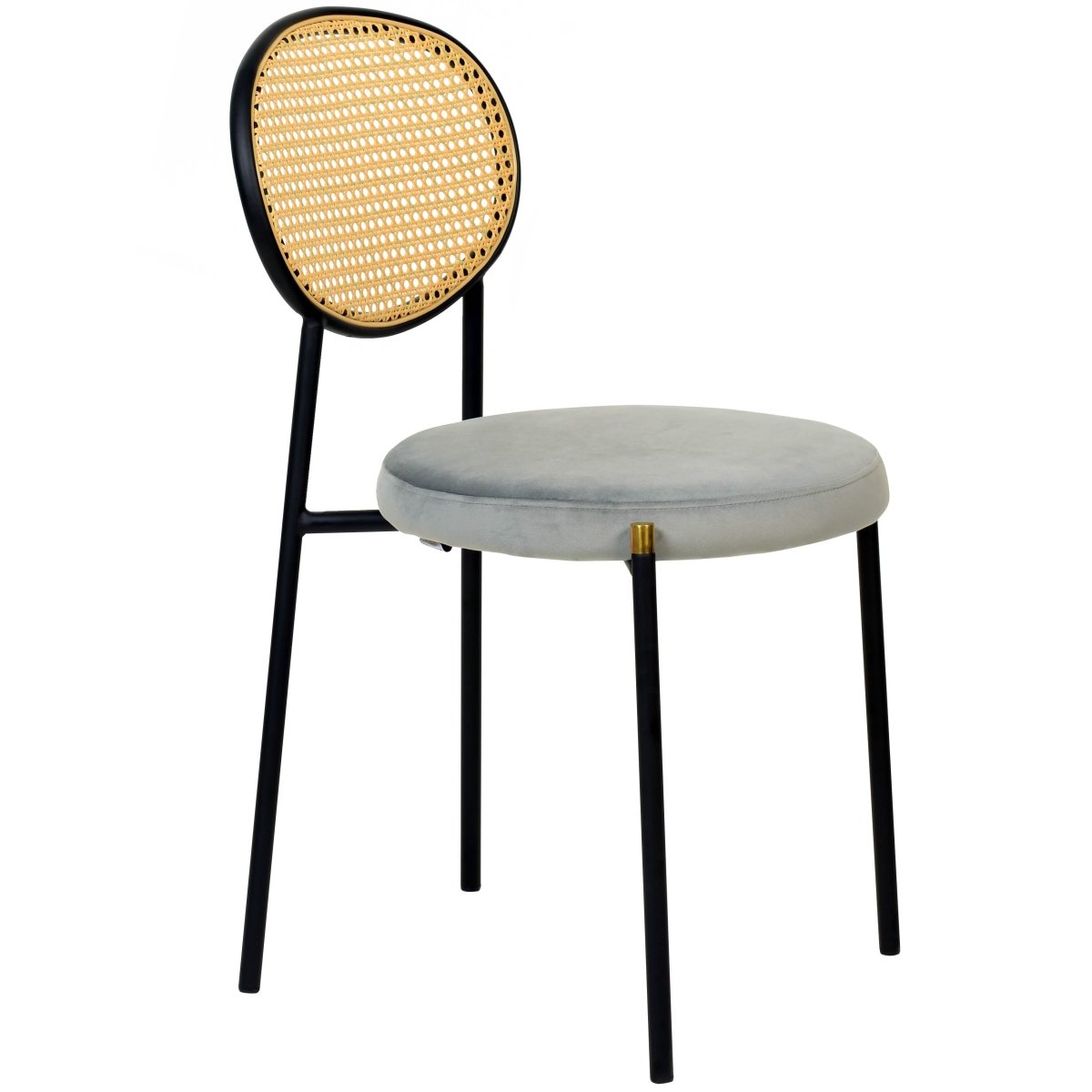 Verve 5 - Piece Dining Set with 36" Round Dining Table Black Sintered Stone Top and Black Pedestal with 4 Velvet Dining Chairs