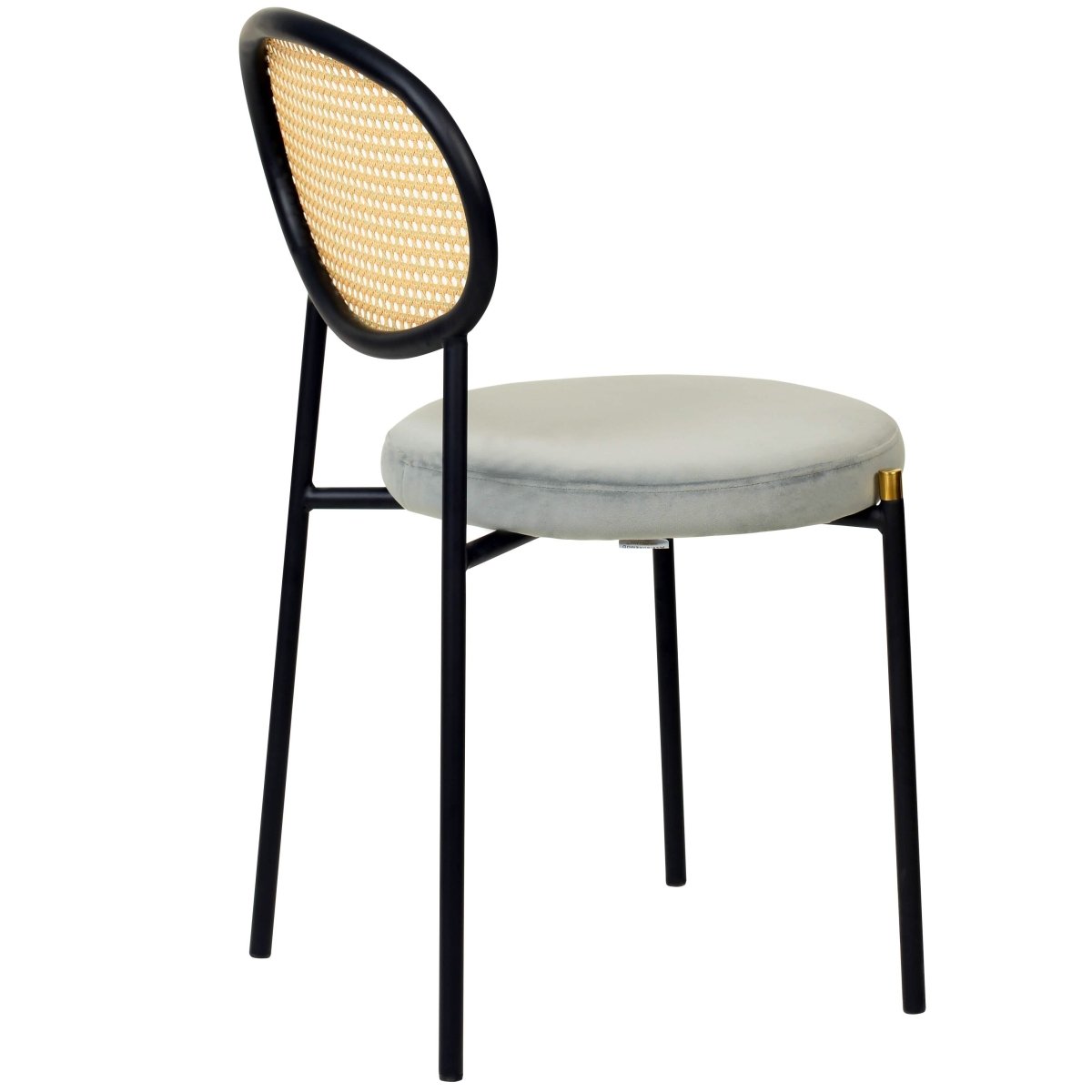 Verve 5 - Piece Dining Set with 36" Round Dining Table Black Sintered Stone Top and Black Pedestal with 4 Velvet Dining Chairs