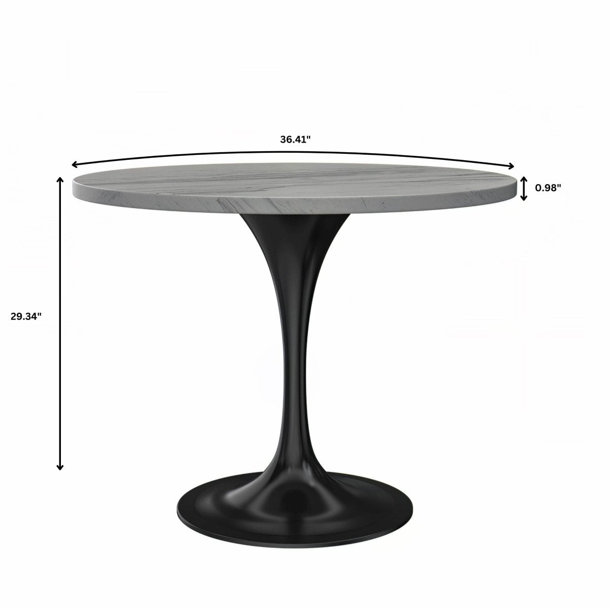 Verve 5 - Piece Dining Set with 36" Round Resin Top Table and 4 Leather Dining Chair