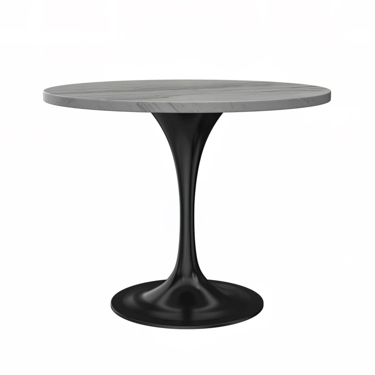 Verve 5 - Piece Dining Set with 36" Round Resin Top Table and 4 Leather Dining Chair