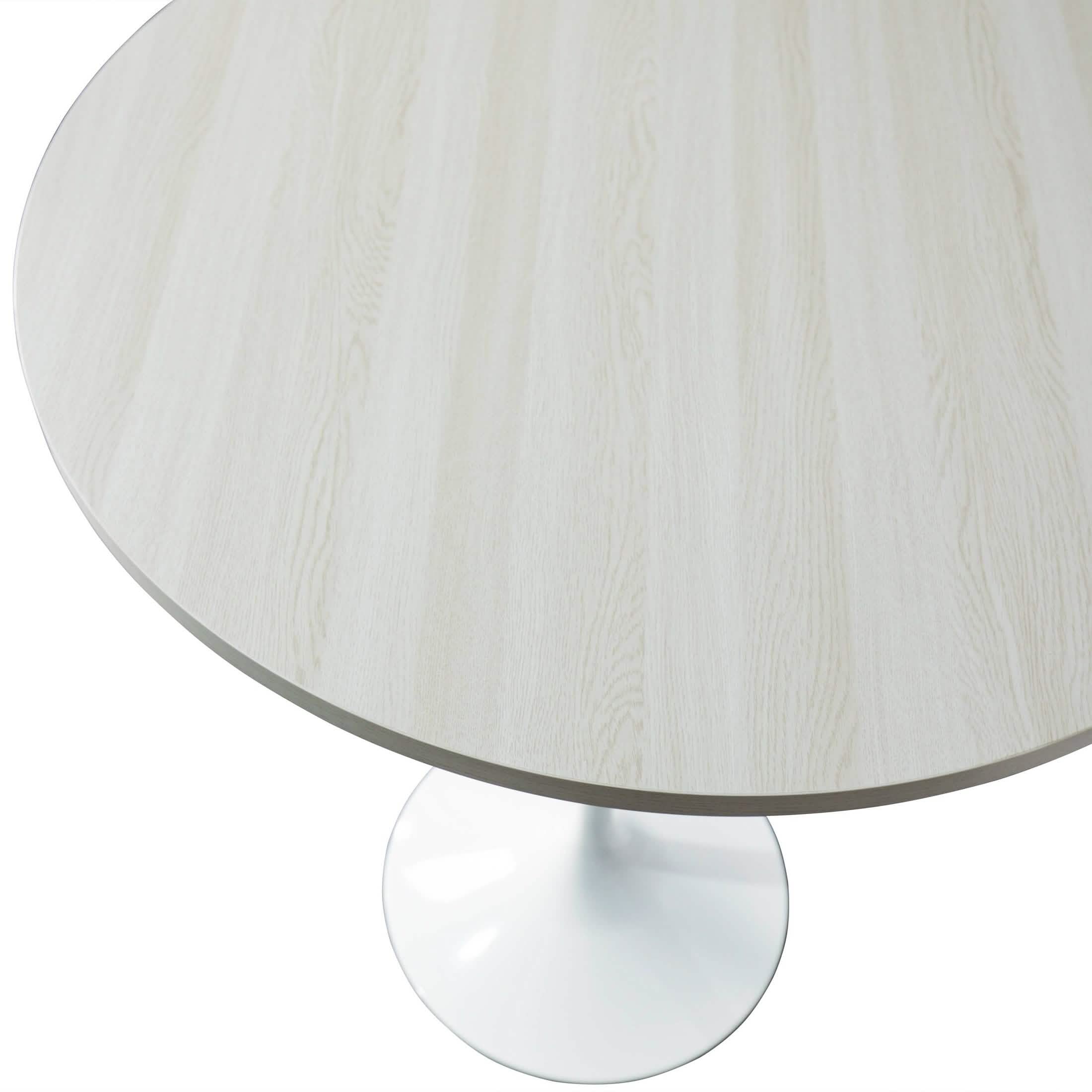 Verve Bar Height Dining Table with Round MDF/Sintered Stone/Resin Top and White Stainless Steel Pedestal Base