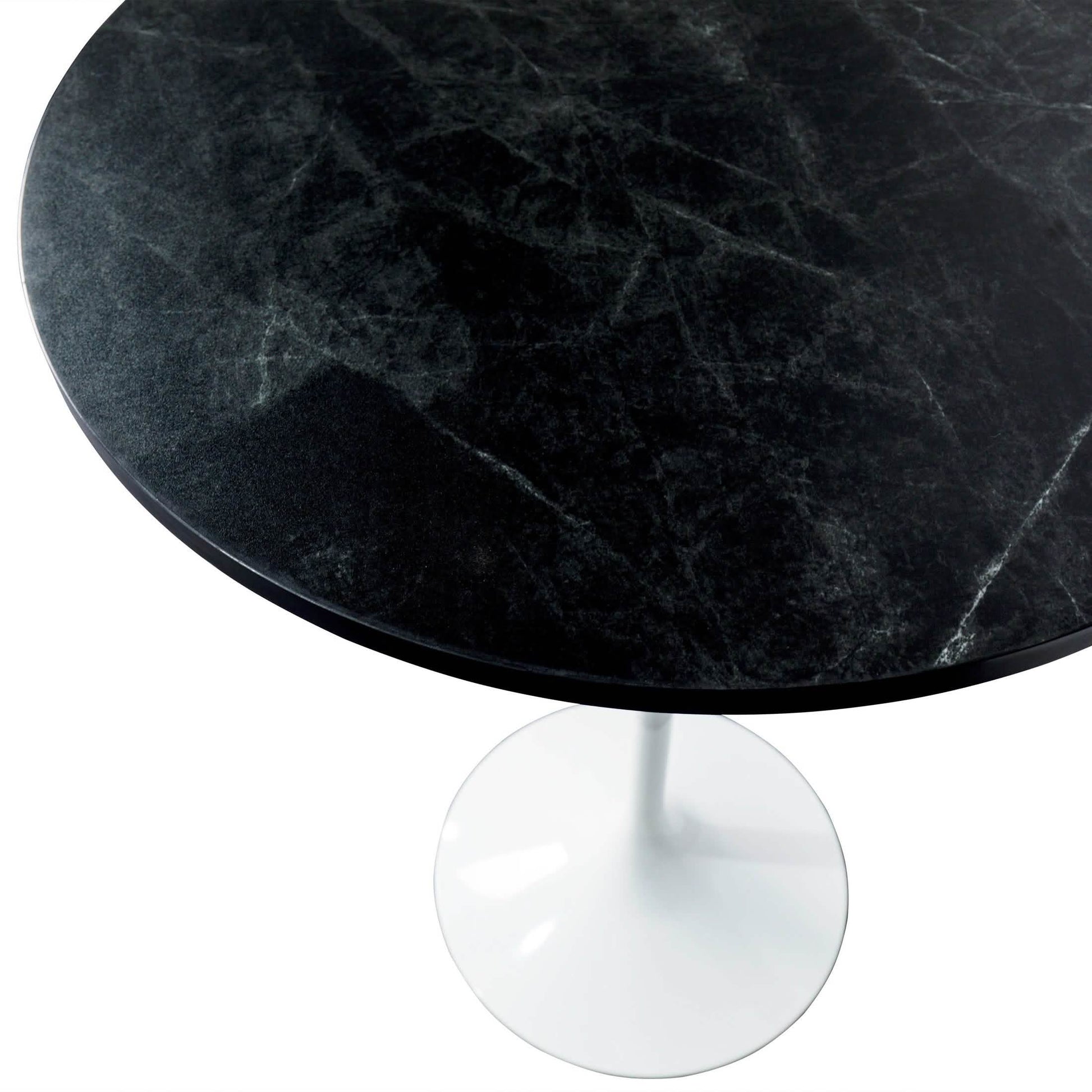 Verve Bar Height Dining Table with Round MDF/Sintered Stone/Resin Top and White Stainless Steel Pedestal Base