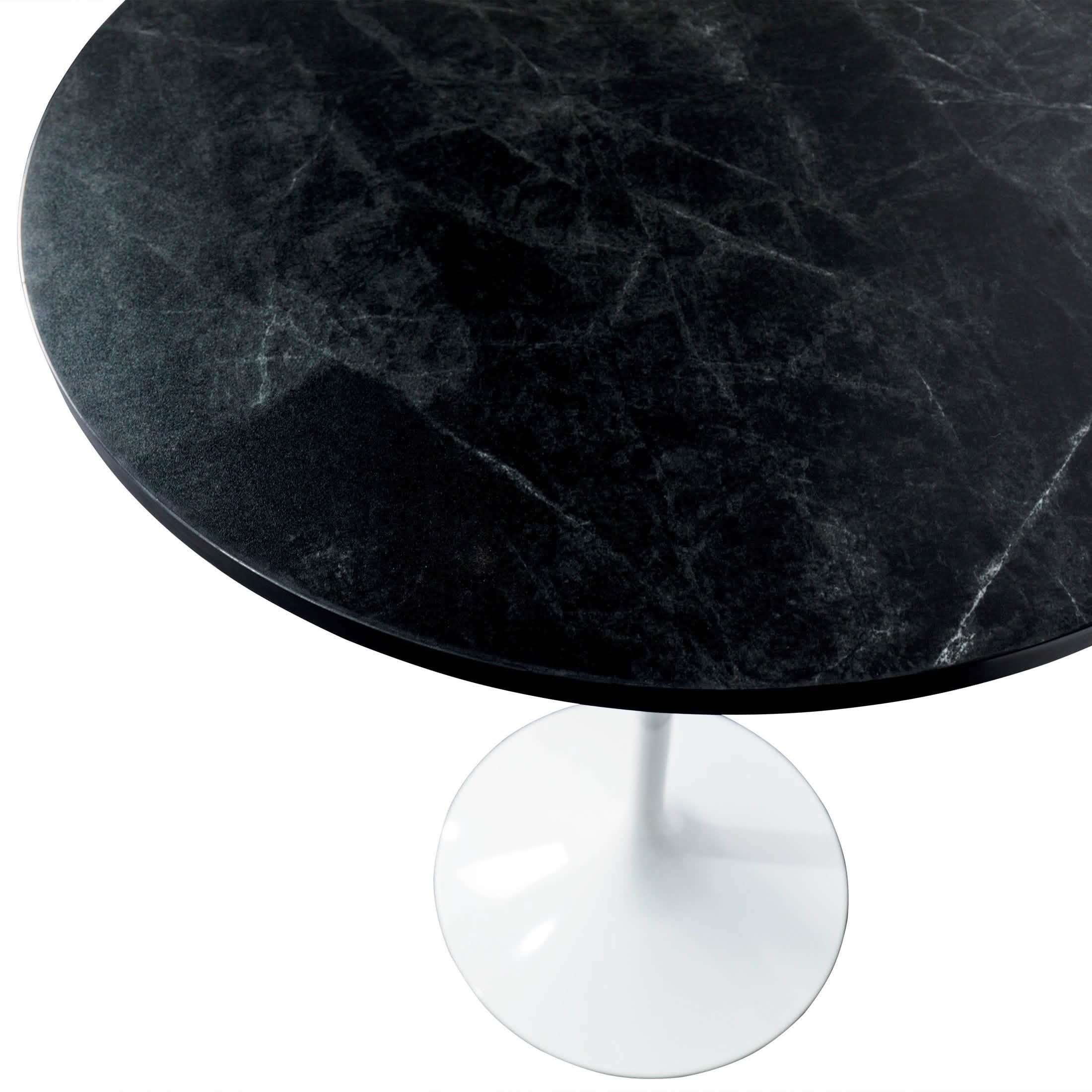 Verve Bar Height Dining Table with Round MDF/Sintered Stone/Resin Top and White Stainless Steel Pedestal Base