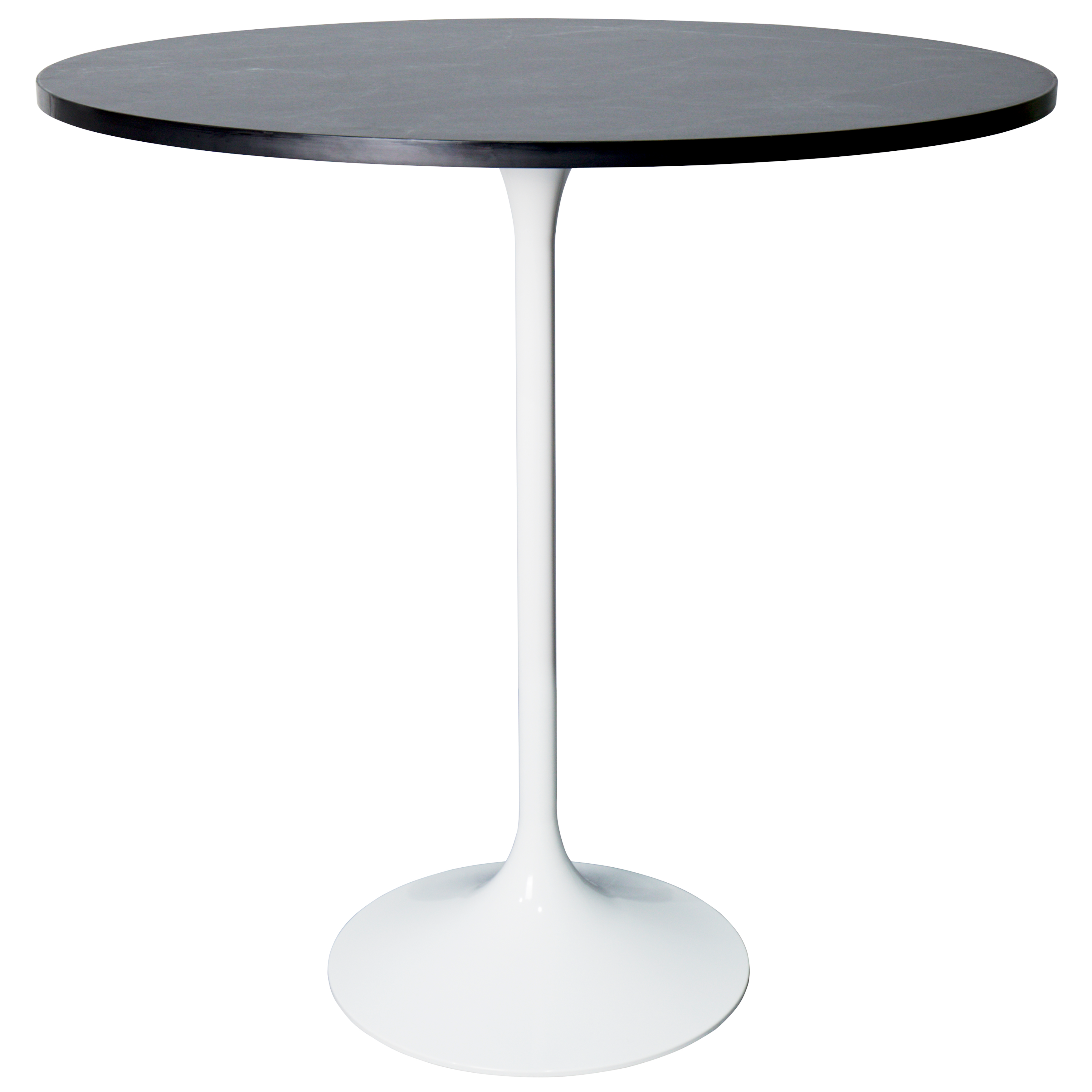 Verve Bar Height Dining Table with Round MDF/Sintered Stone/Resin Top and White Stainless Steel Pedestal Base