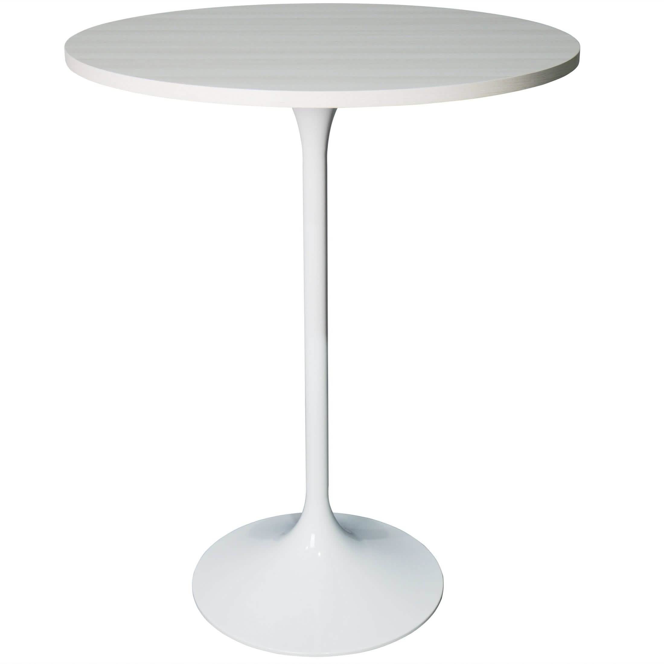 Verve Bar Height Dining Table with Round MDF/Sintered Stone/Resin Top and White Stainless Steel Pedestal Base