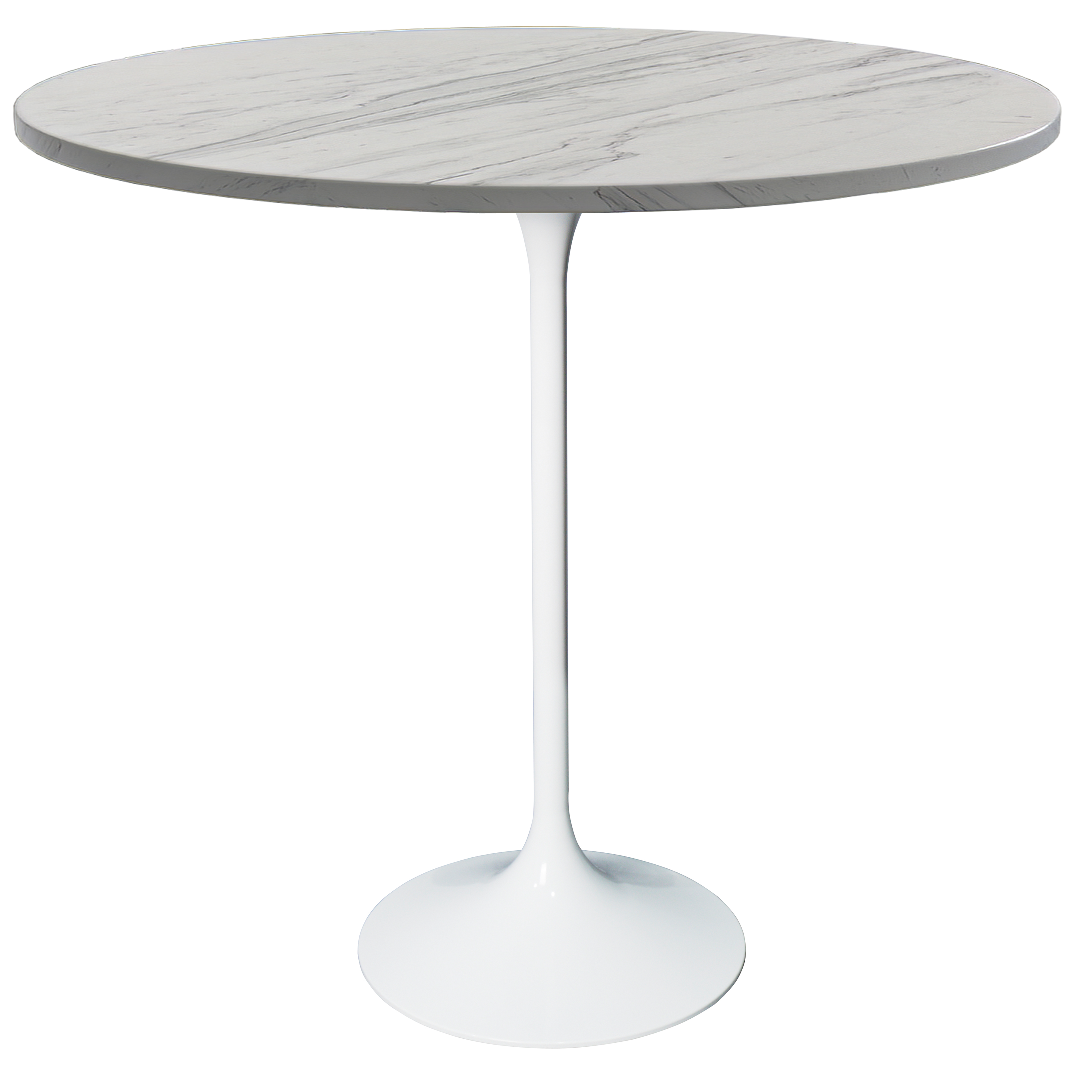 Verve Bar Height Dining Table with Round MDF/Sintered Stone/Resin Top and White Stainless Steel Pedestal Base