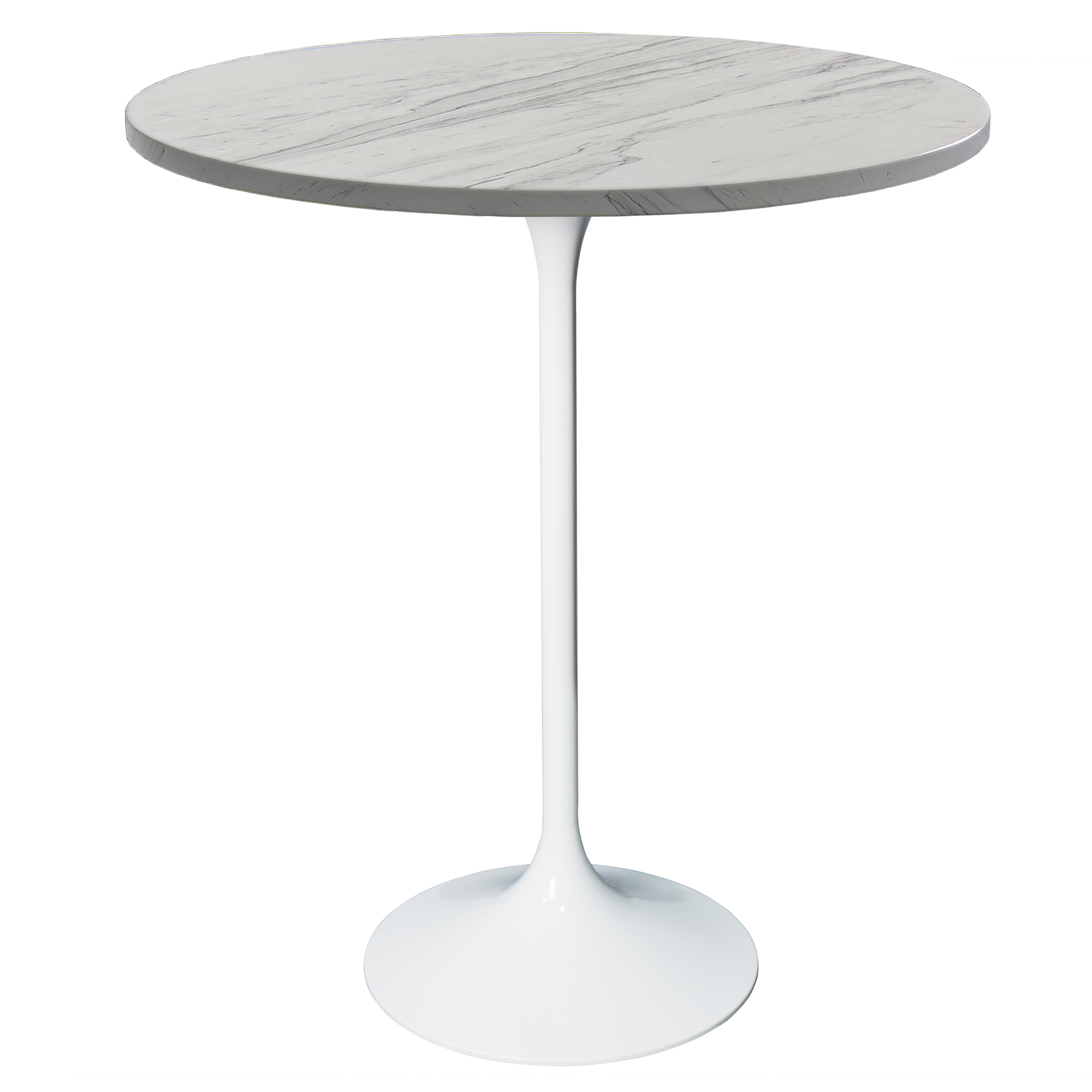 Verve Bar Height Dining Table with Round MDF/Sintered Stone/Resin Top and White Stainless Steel Pedestal Base