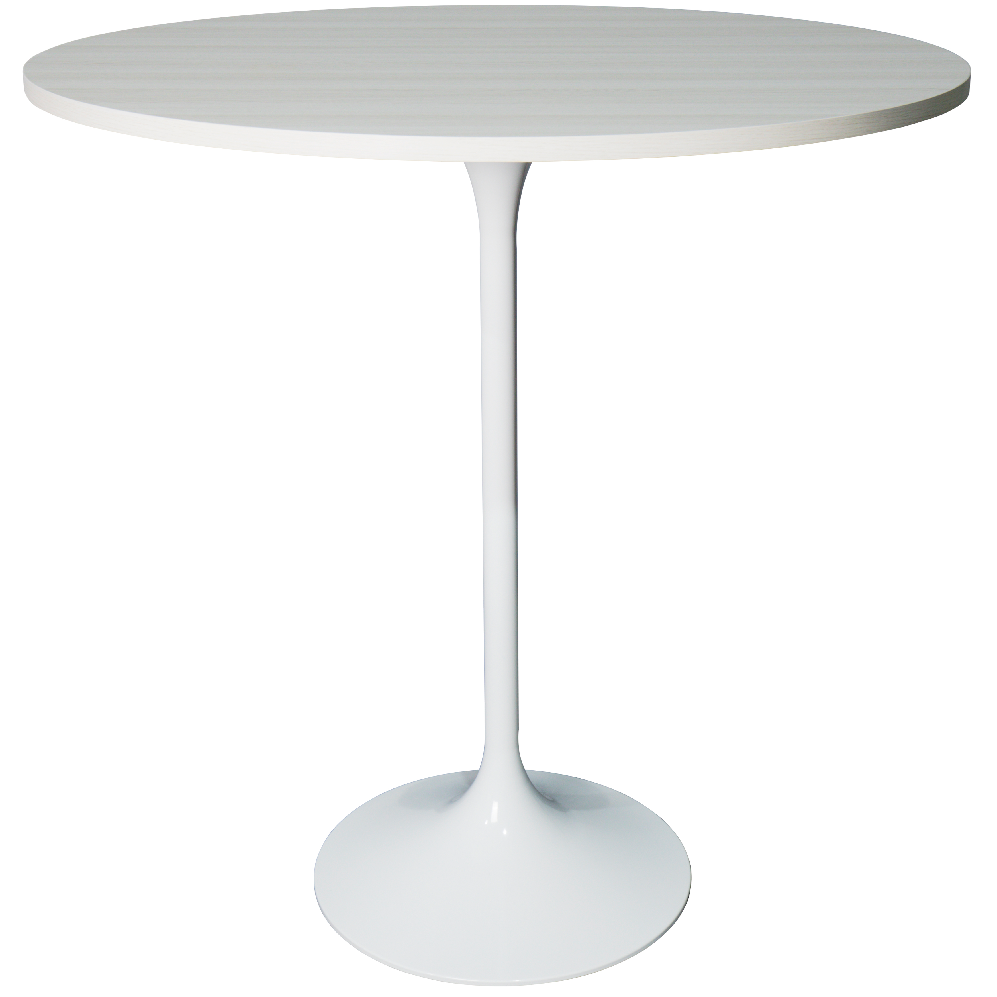 Verve Bar Height Dining Table with Round MDF/Sintered Stone/Resin Top and White Stainless Steel Pedestal Base