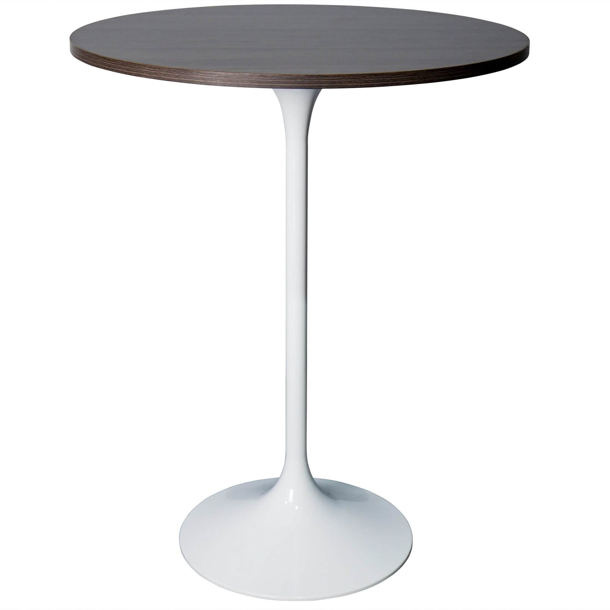 Verve Bar Height Dining Table with Round MDF/Sintered Stone/Resin Top and White Stainless Steel Pedestal Base