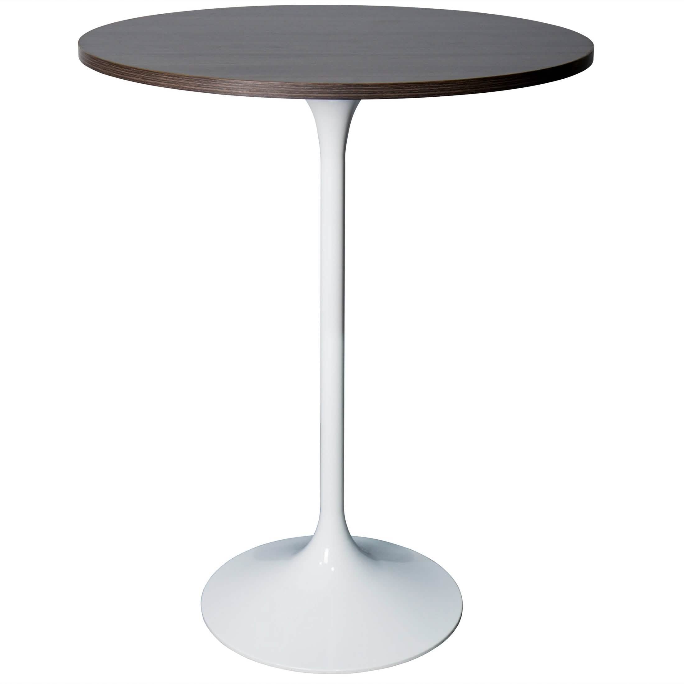 Verve Bar Height Dining Table with Round MDF/Sintered Stone/Resin Top and White Stainless Steel Pedestal Base