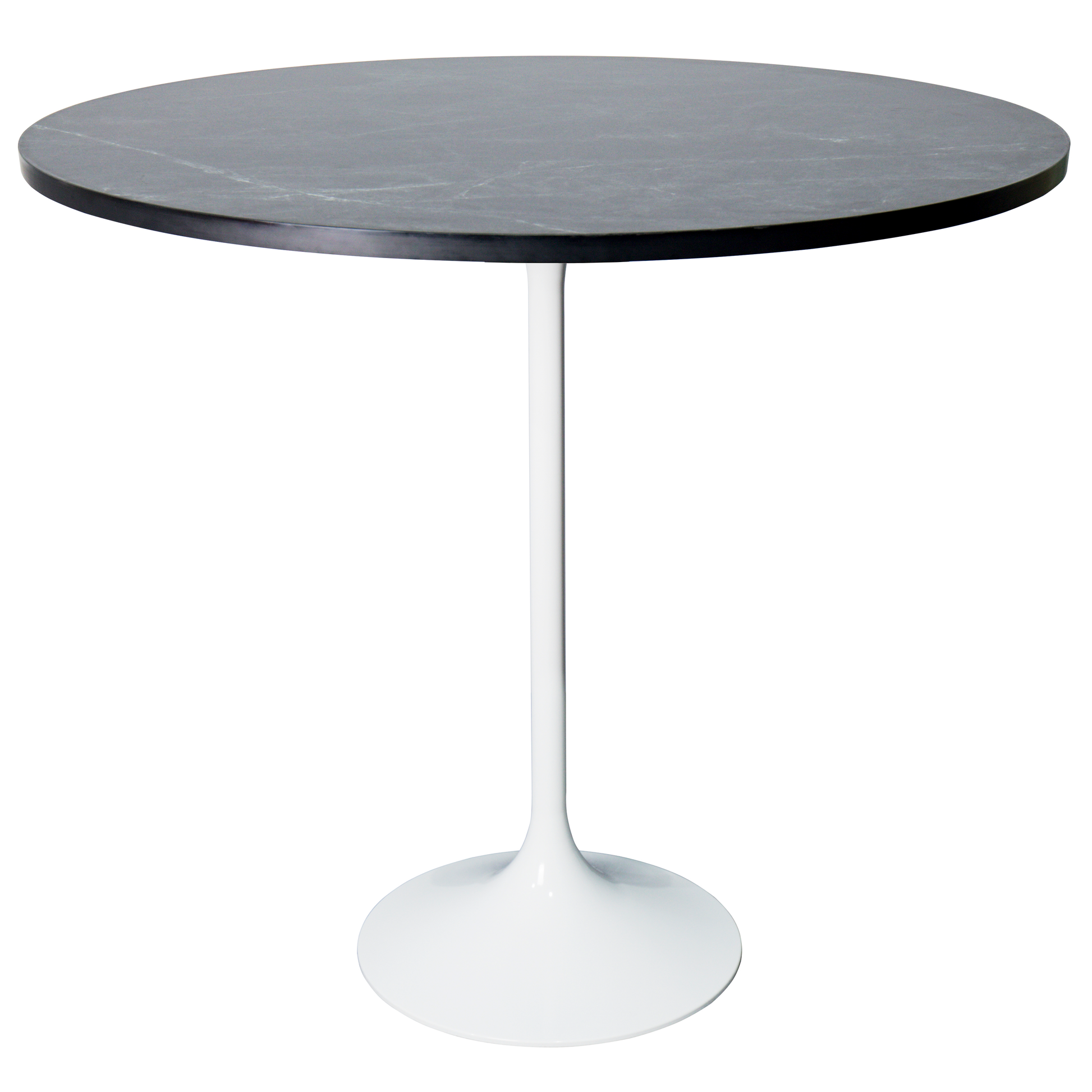 Verve Bar Height Dining Table with Round MDF/Sintered Stone/Resin Top and White Stainless Steel Pedestal Base