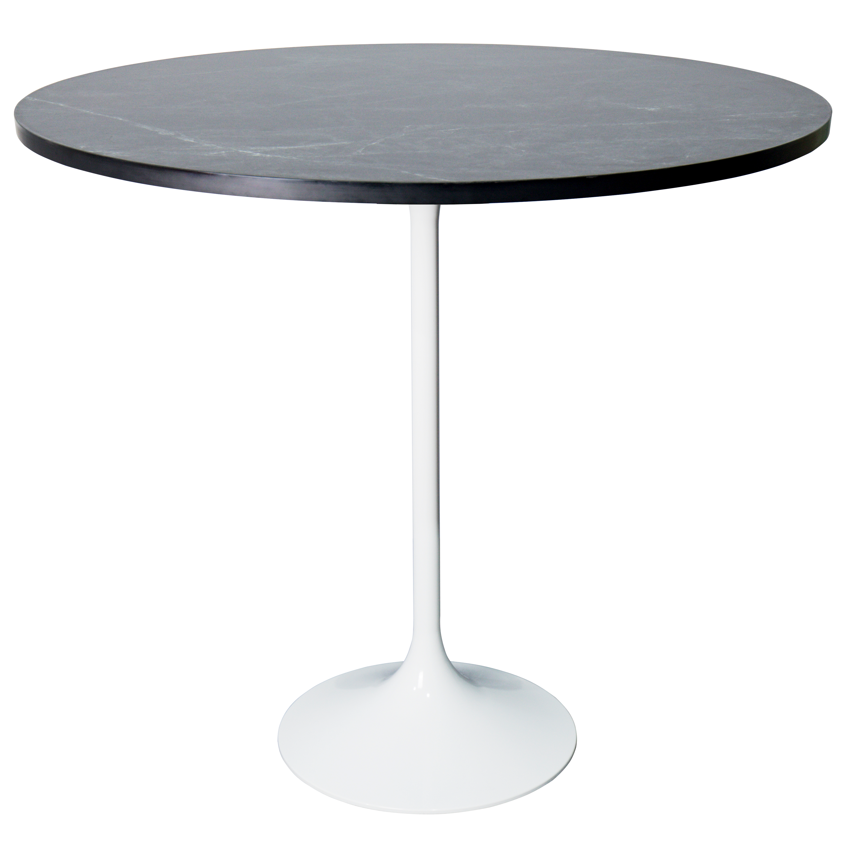Verve Bar Height Dining Table with Round MDF/Sintered Stone/Resin Top and White Stainless Steel Pedestal Base