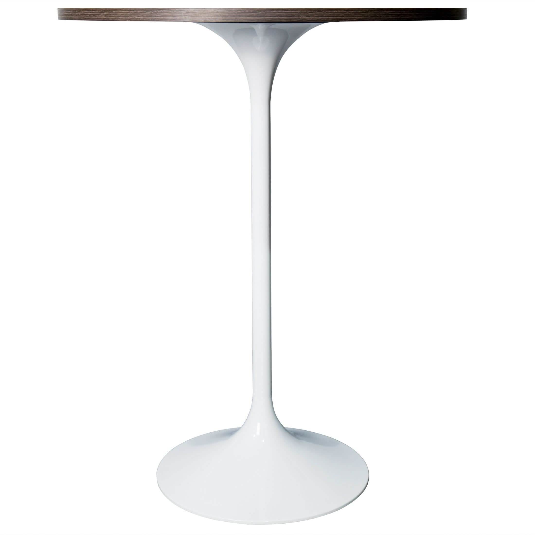 Verve Bar Height Dining Table with Round MDF/Sintered Stone/Resin Top and White Stainless Steel Pedestal Base