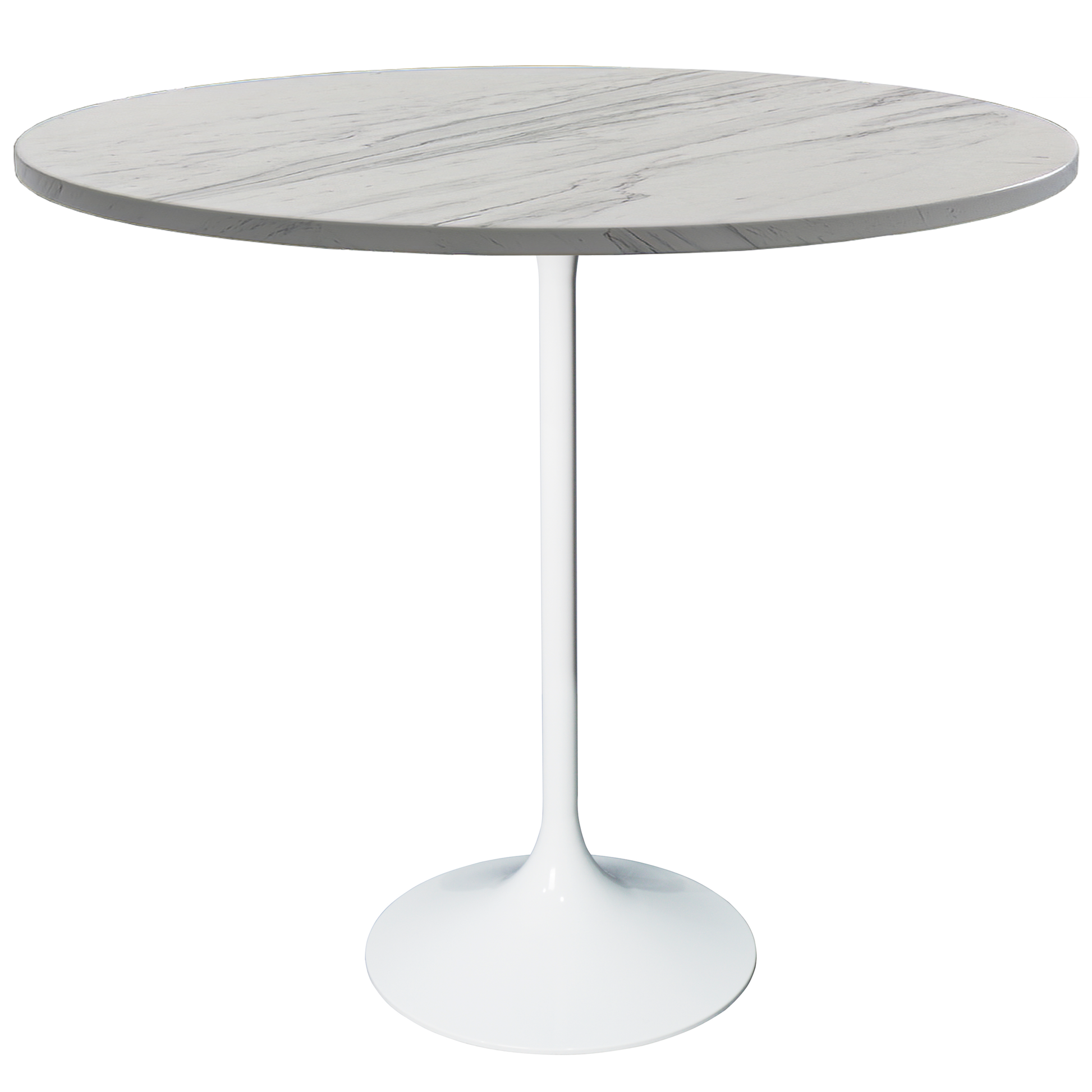 Verve Bar Height Dining Table with Round MDF/Sintered Stone/Resin Top and White Stainless Steel Pedestal Base