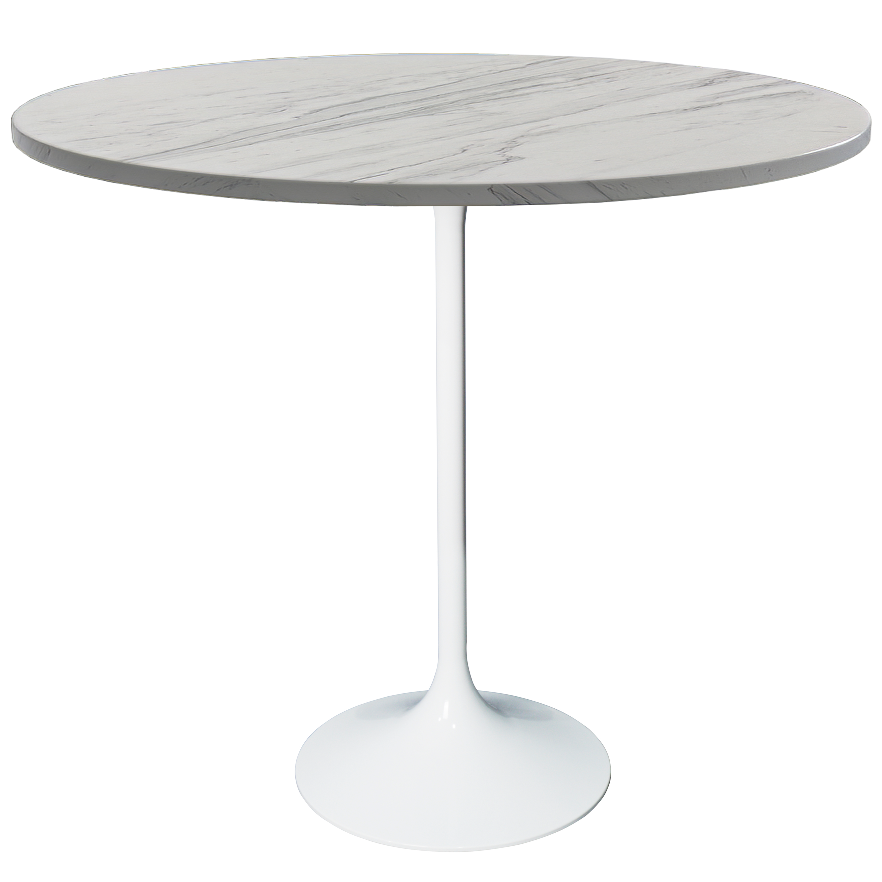 Verve Bar Height Dining Table with Round MDF/Sintered Stone/Resin Top and White Stainless Steel Pedestal Base