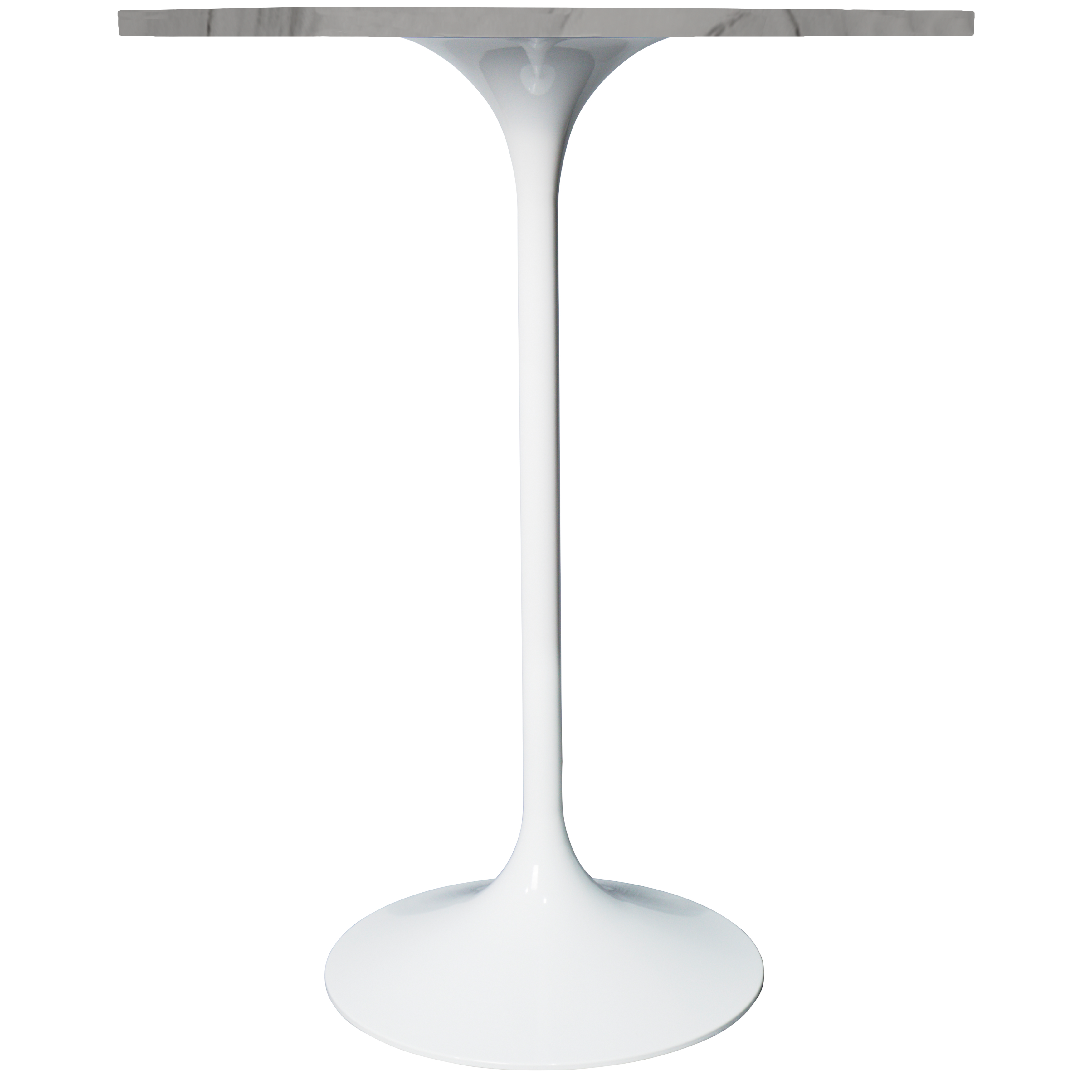 Verve Bar Height Dining Table with Round MDF/Sintered Stone/Resin Top and White Stainless Steel Pedestal Base