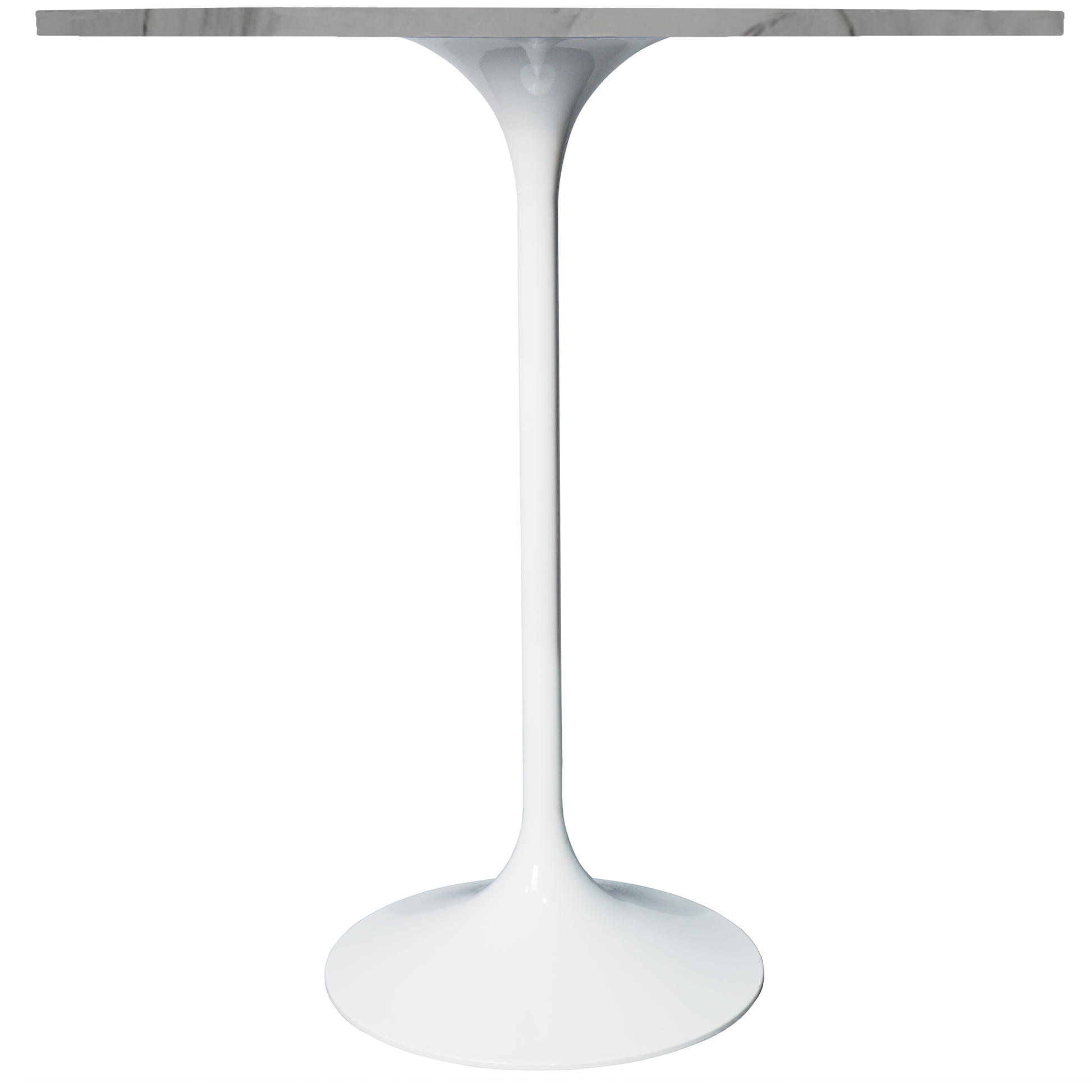 Verve Bar Height Dining Table with Round MDF/Sintered Stone/Resin Top and White Stainless Steel Pedestal Base