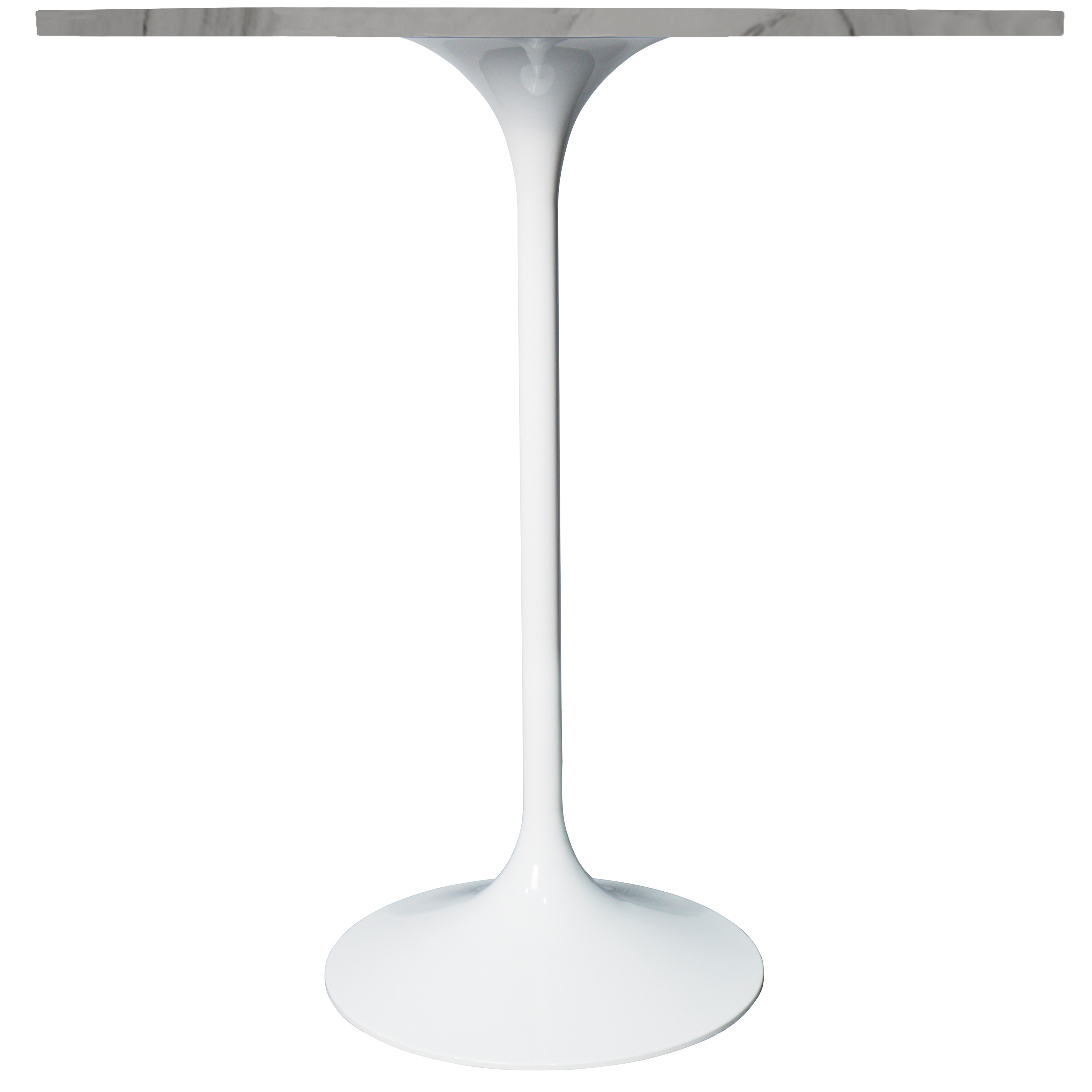 Verve Bar Height Dining Table with Round MDF/Sintered Stone/Resin Top and White Stainless Steel Pedestal Base