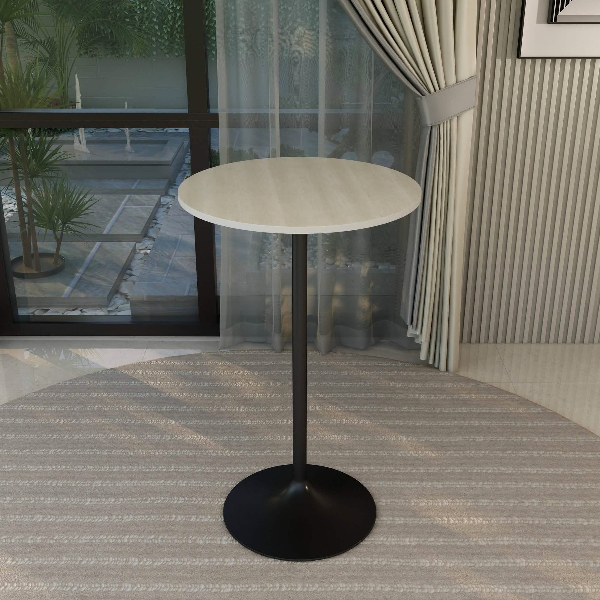Verve Bar Height Dining Table with Round MDF/Sintered Stone/Resin Top & Black Stainless Steel Base