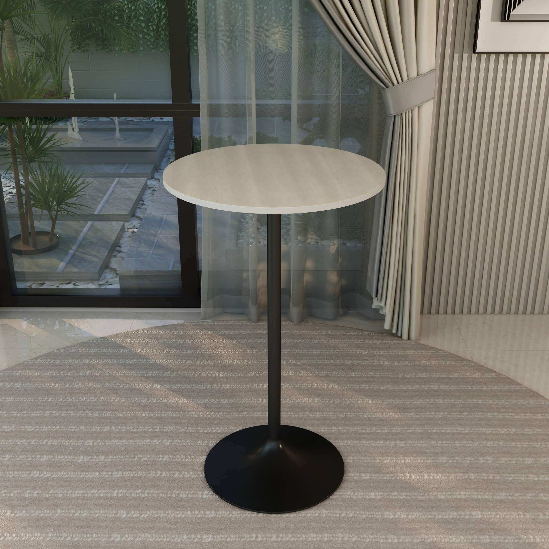 Verve Bar Height Dining Table with Round MDF/Sintered Stone/Resin Top & Black Stainless Steel Base