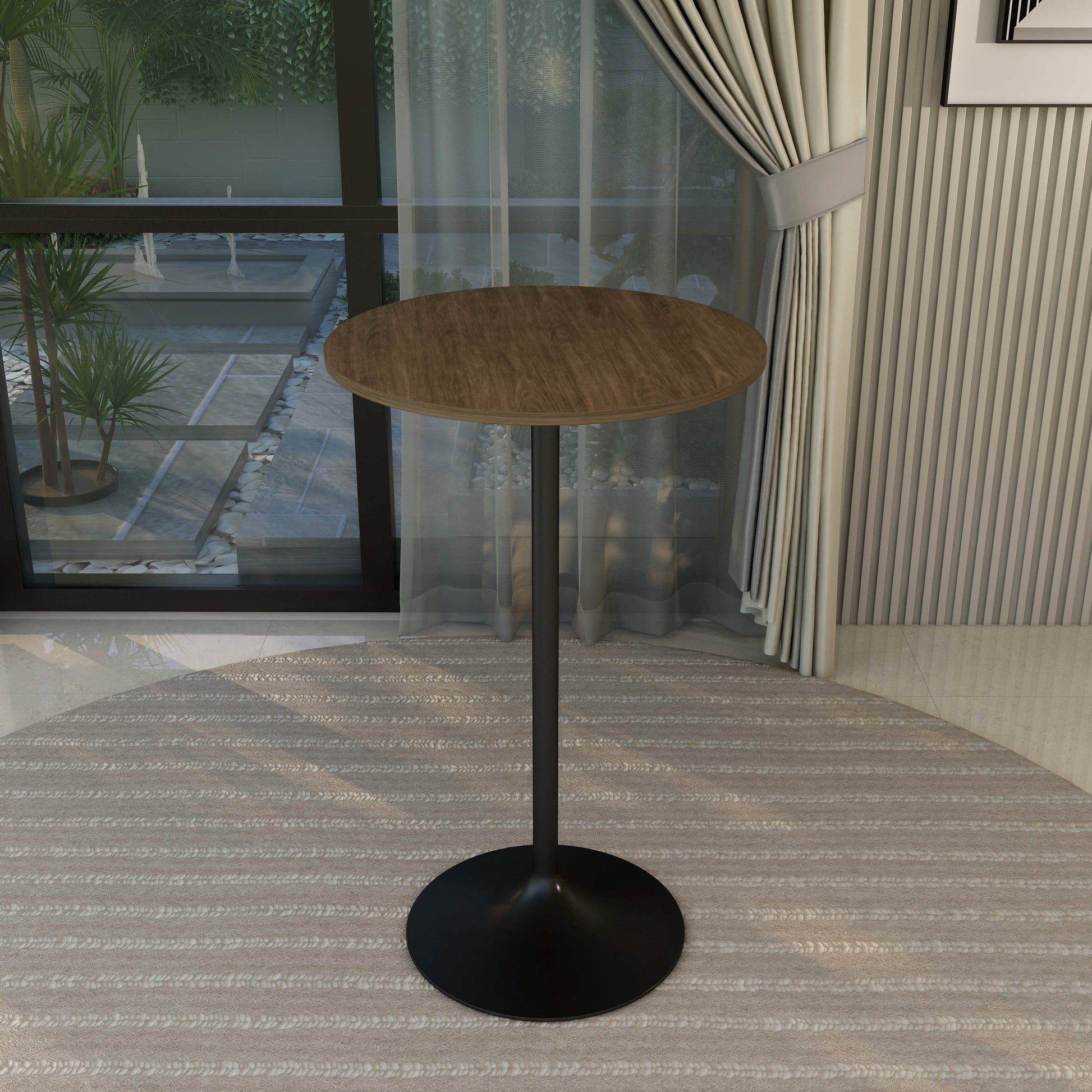 Verve Bar Height Dining Table with Round MDF/Sintered Stone/Resin Top & Black Stainless Steel Base