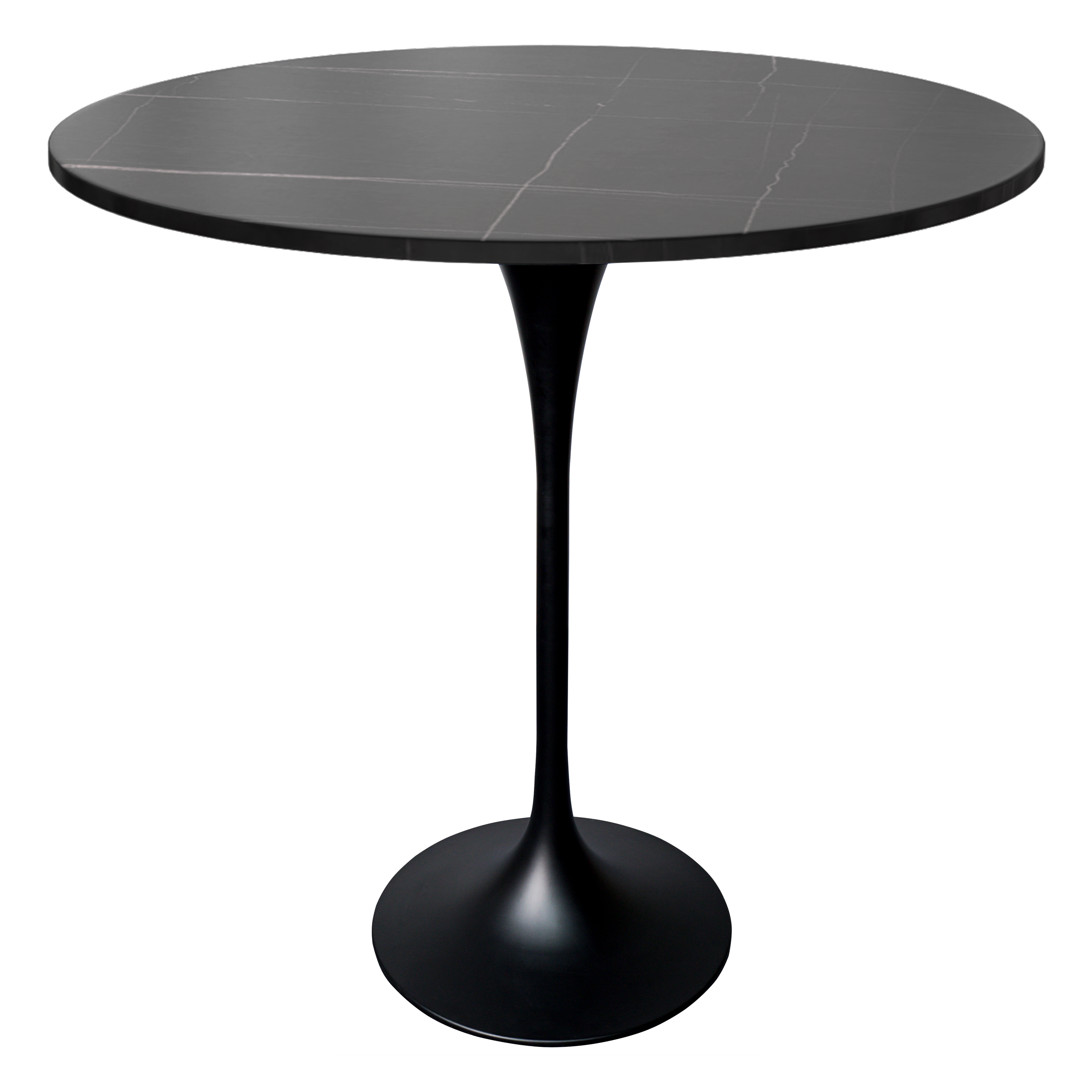 Verve Bar Height Dining Table with Round MDF/Sintered Stone/Resin Top & Black Stainless Steel Base