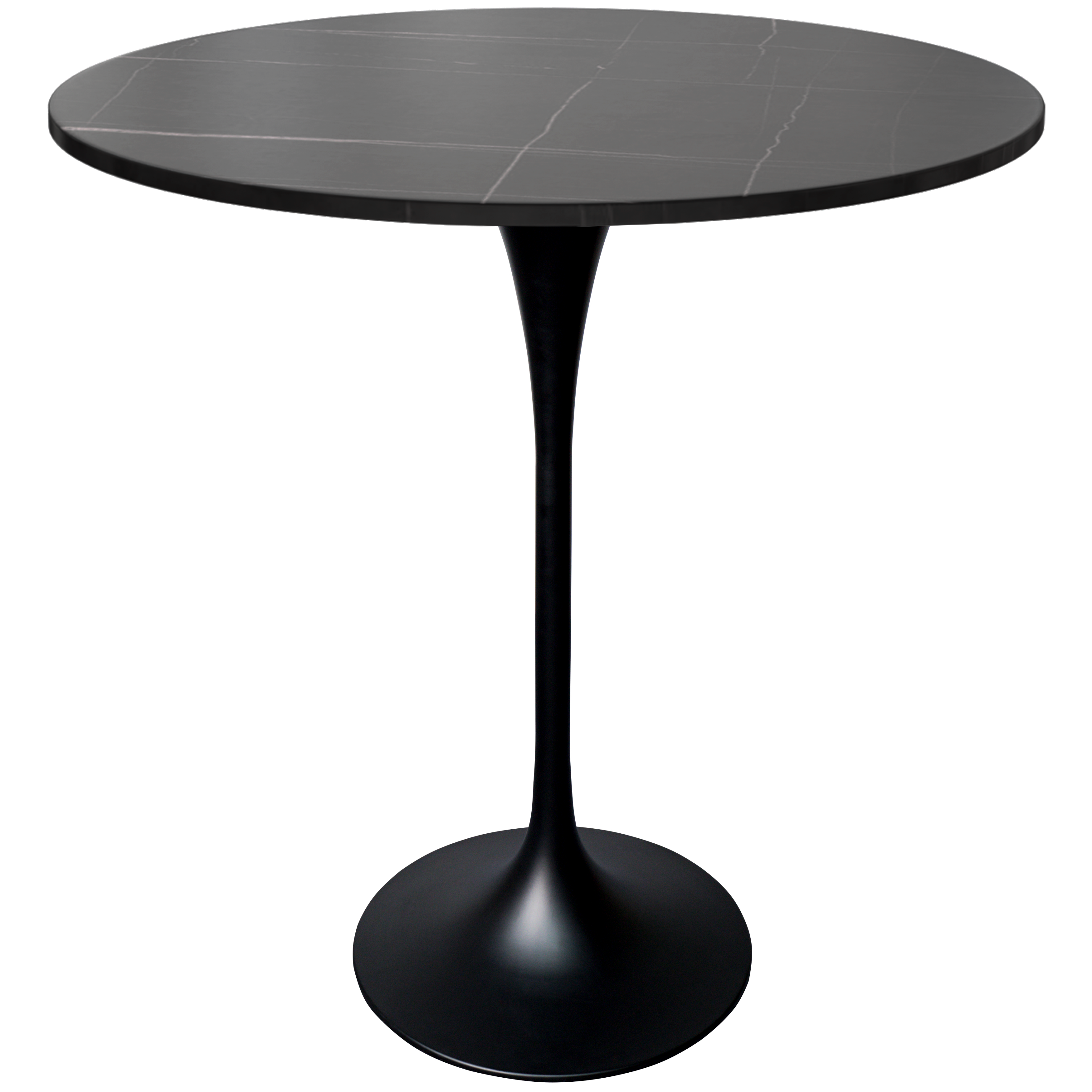 Verve Bar Height Dining Table with Round MDF/Sintered Stone/Resin Top & Black Stainless Steel Base