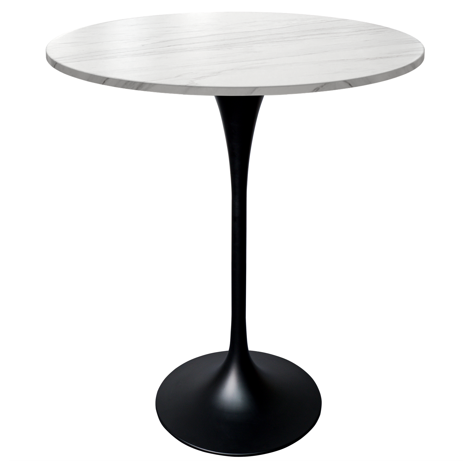 Verve Bar Height Dining Table with Round MDF/Sintered Stone/Resin Top & Black Stainless Steel Base
