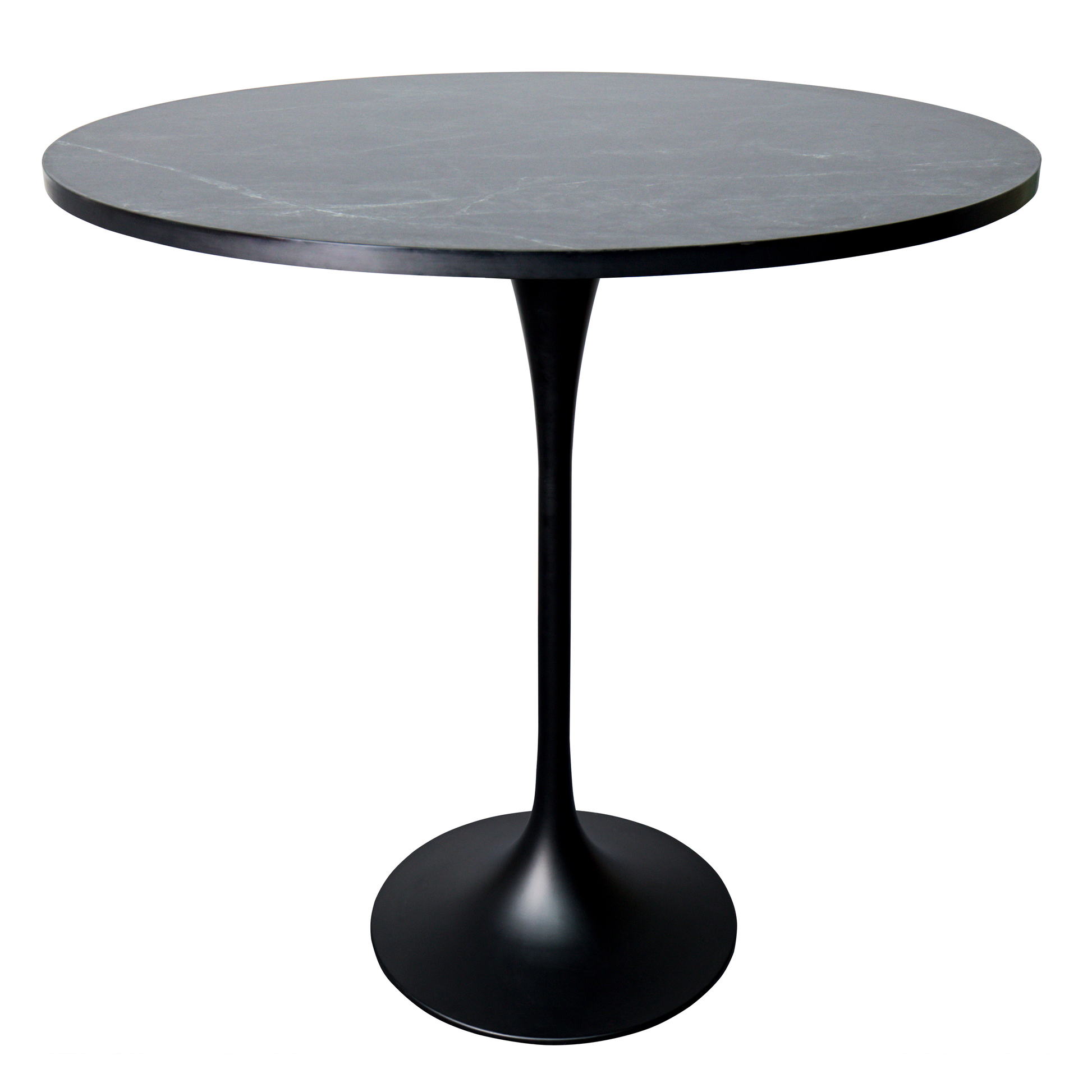 Verve Bar Height Dining Table with Round MDF/Sintered Stone/Resin Top & Black Stainless Steel Base