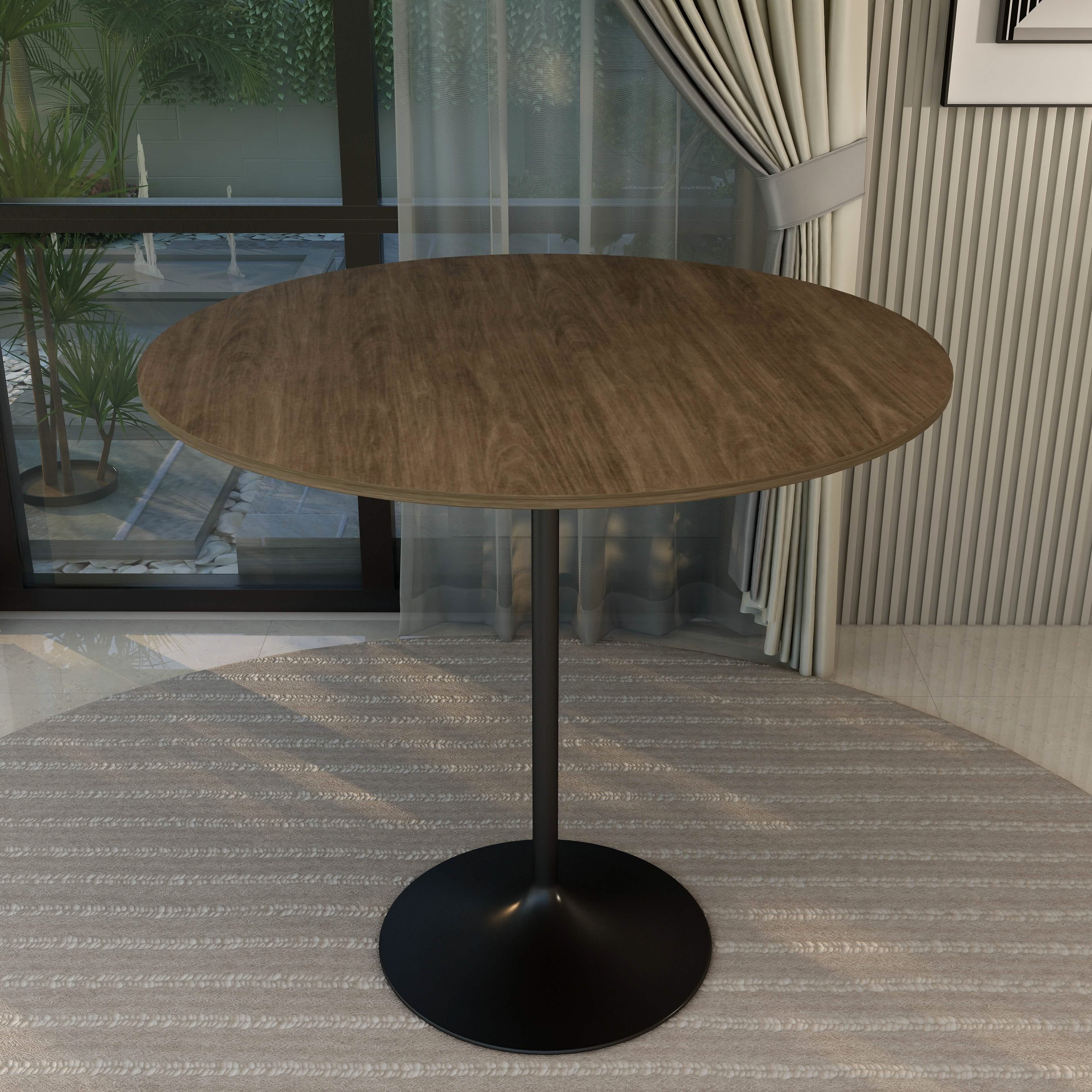 Verve Bar Height Dining Table with Round MDF/Sintered Stone/Resin Top & Black Stainless Steel Base