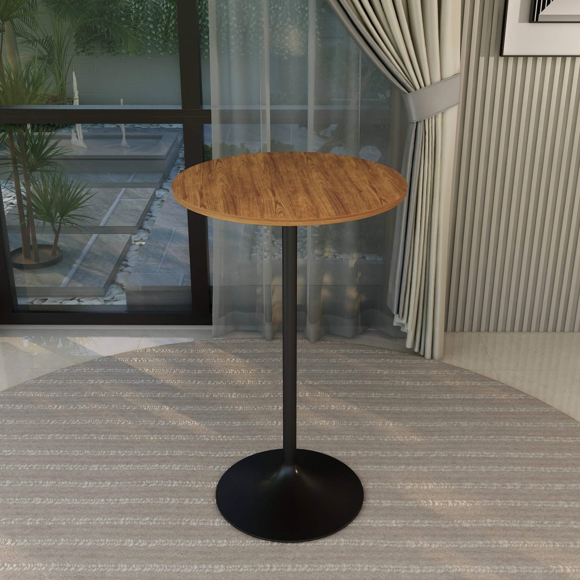 Verve Bar Height Dining Table with Round MDF/Sintered Stone/Resin Top & Black Stainless Steel Base