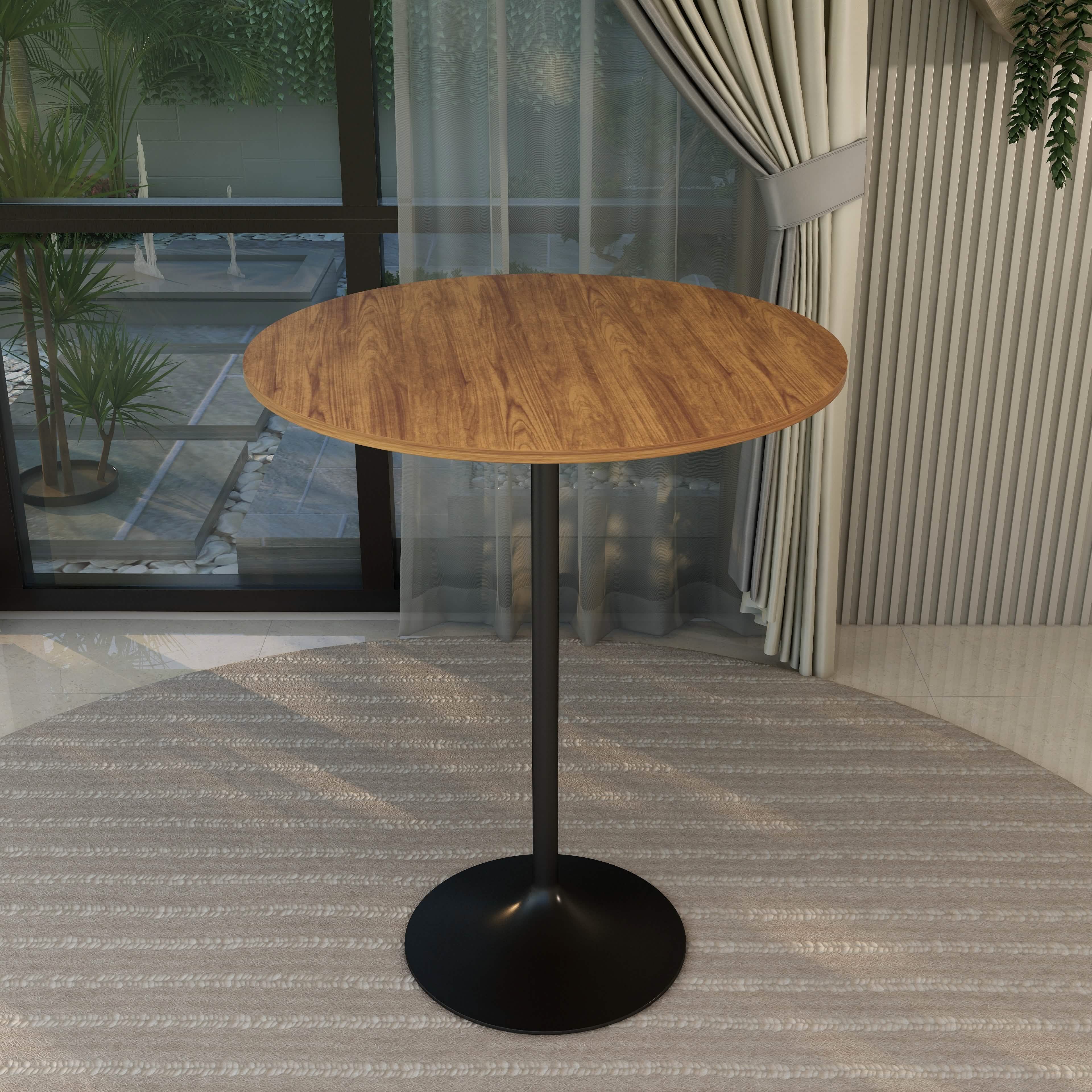 Verve Bar Height Dining Table with Round MDF/Sintered Stone/Resin Top & Black Stainless Steel Base